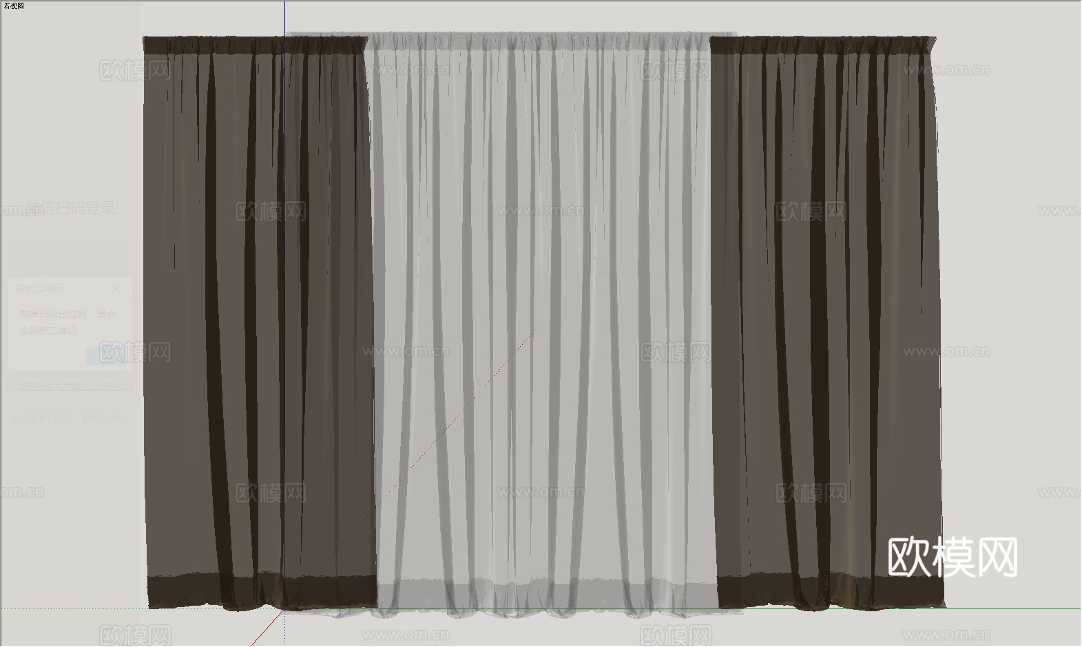 现代窗帘su模型