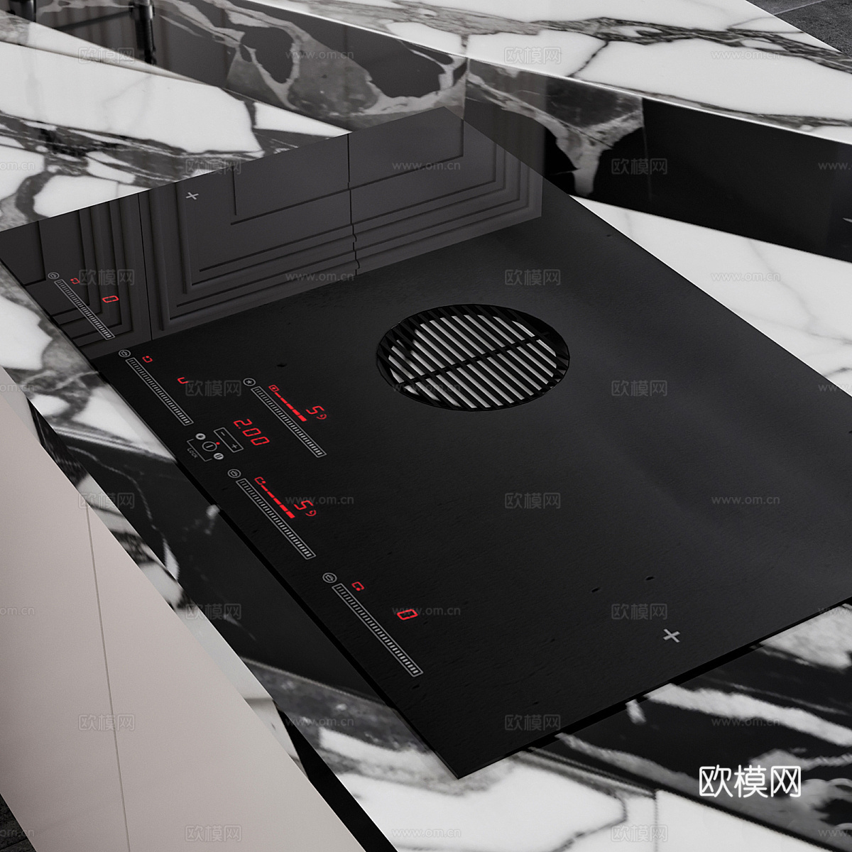 现代意式轻奢橱柜 岛台3d模型下载（渲染图5）