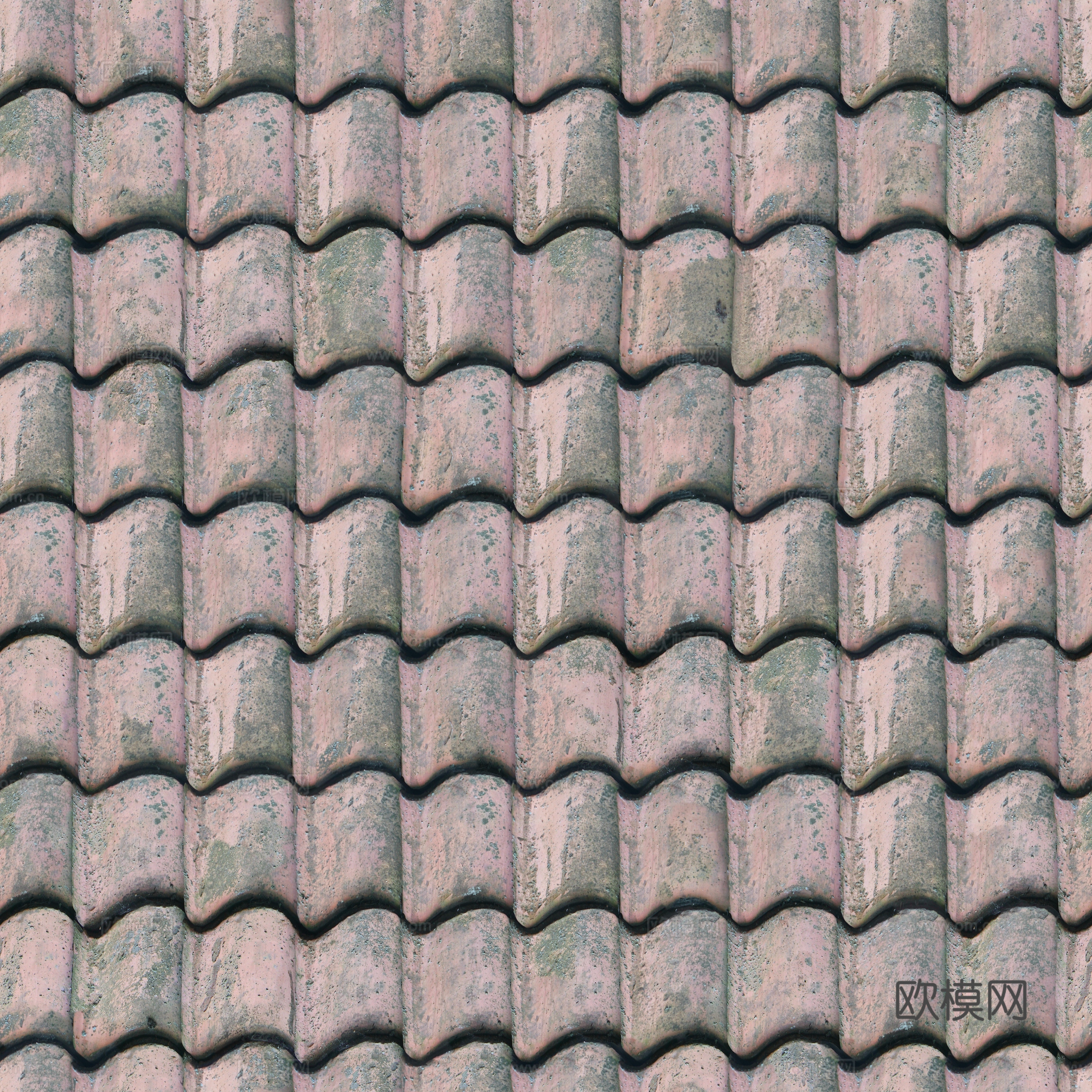 无缝做旧屋顶瓦片