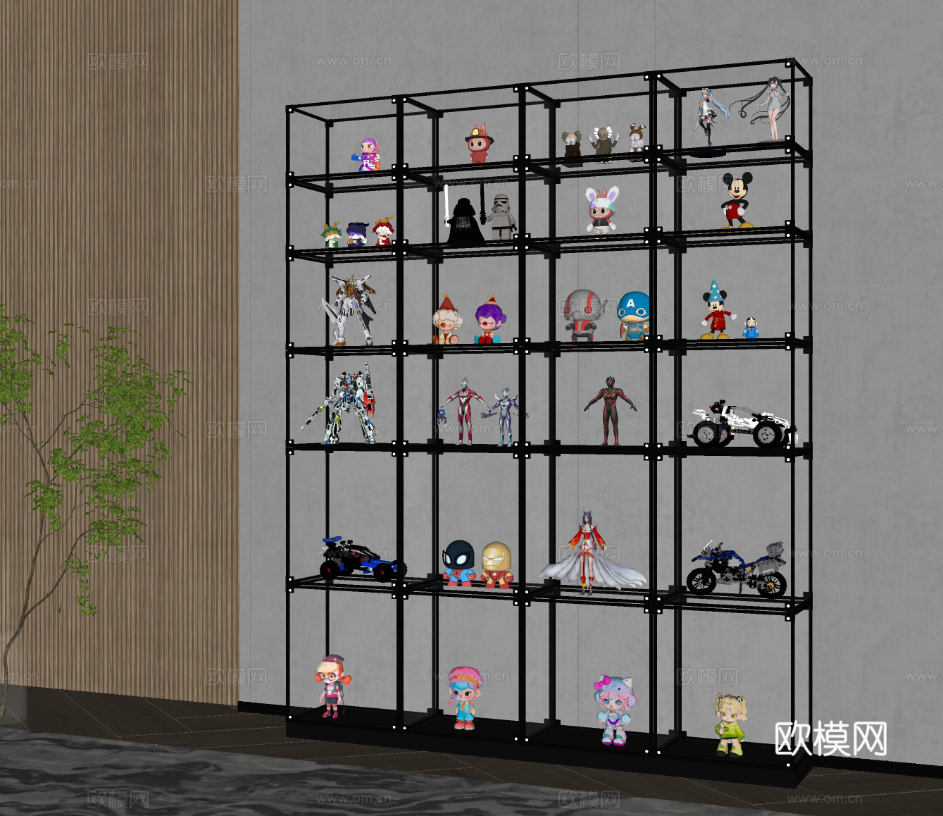 手办柜 摆件 手办 装饰摆件 装饰柜su模型