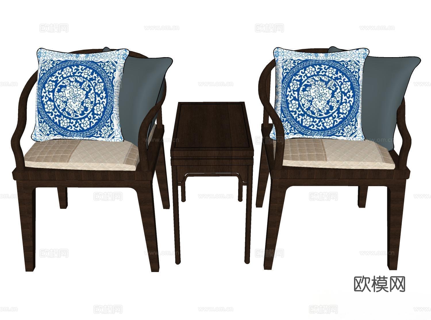 实木桌椅 实木椅子 实木桌子 椅子 桌子 茶几su模型