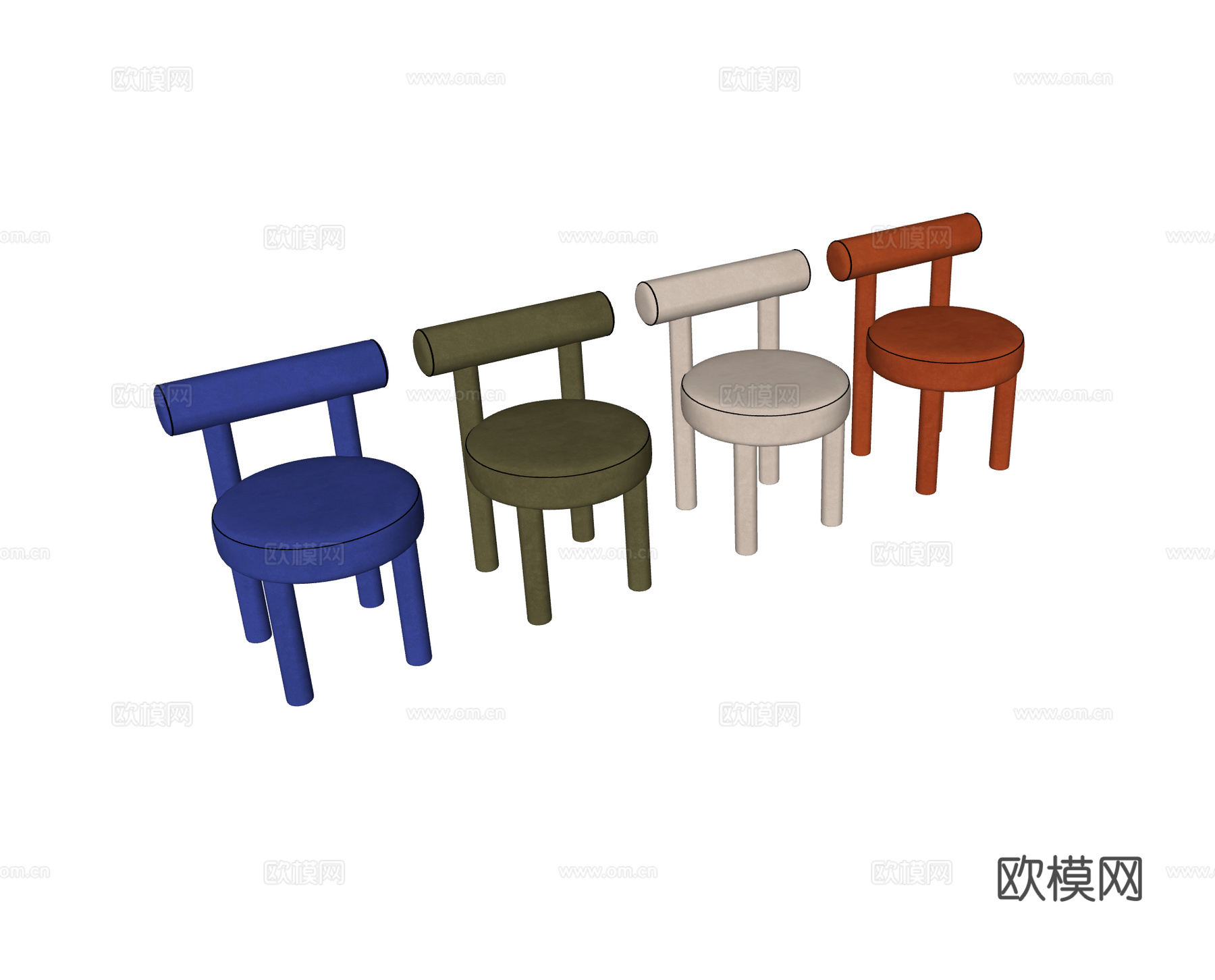 NOOM 现代单椅 餐椅  休闲椅 布艺单椅 克莱因蓝su模型