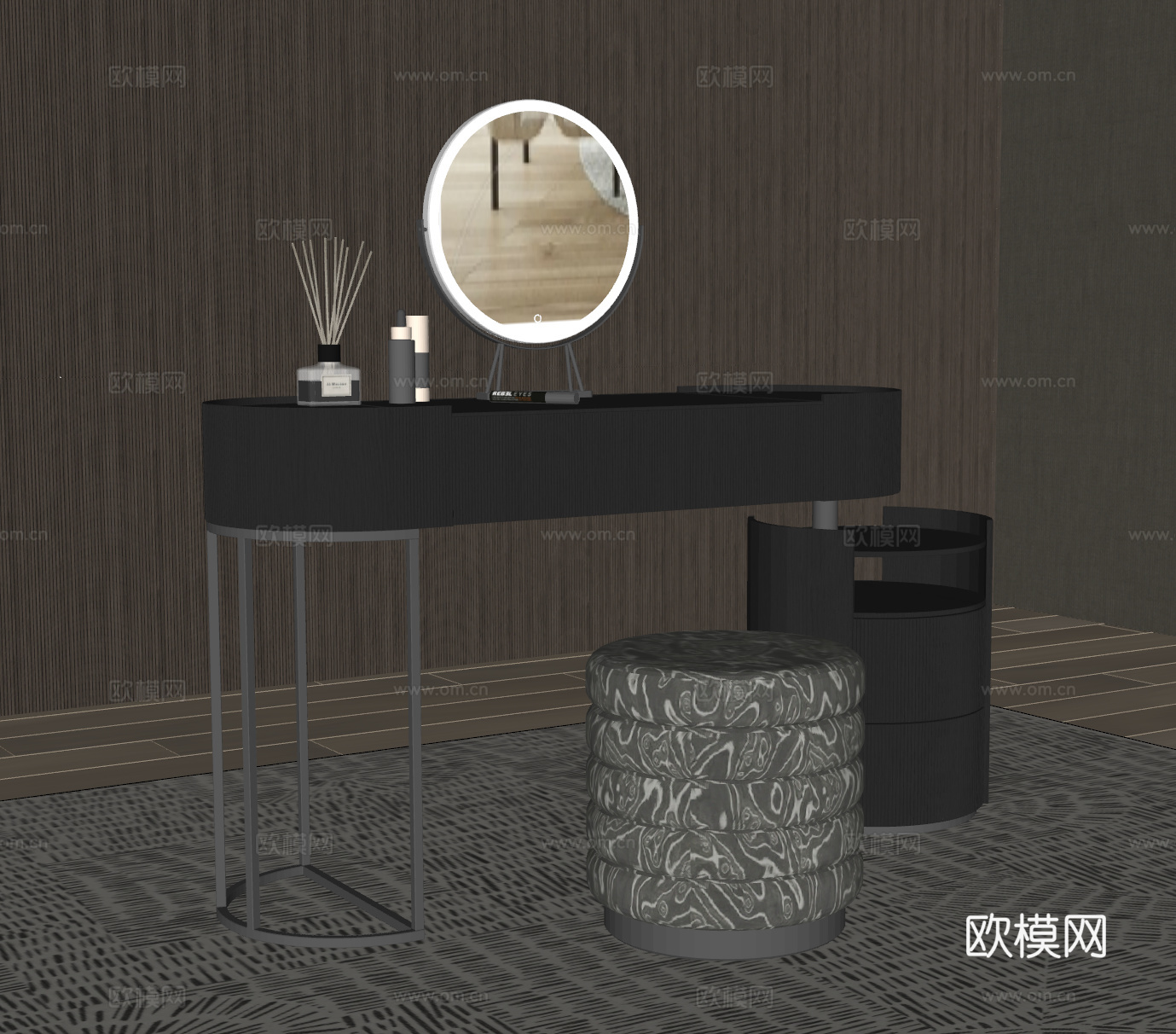现代意式梳妆台su模型