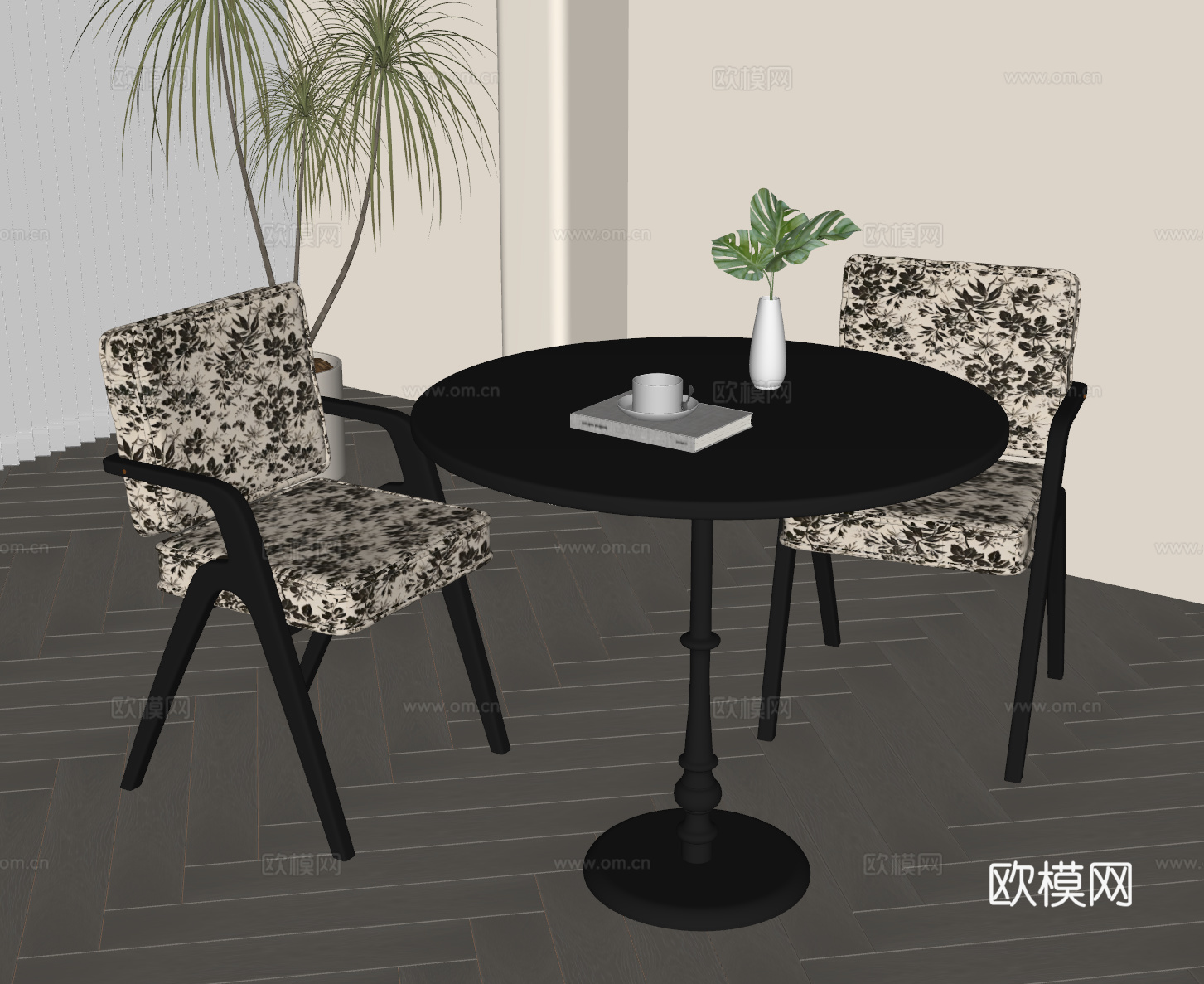 法式复古餐桌椅 休闲桌椅 洽谈桌椅su模型