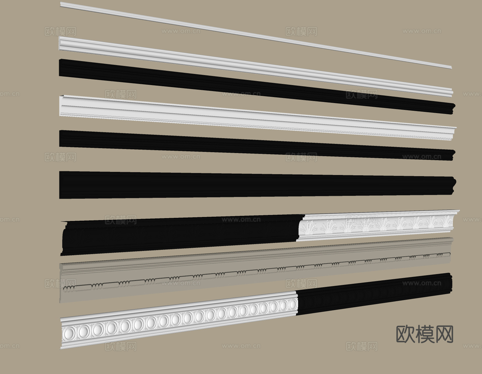 石膏 角花 石膏线 腰线 角线su模型