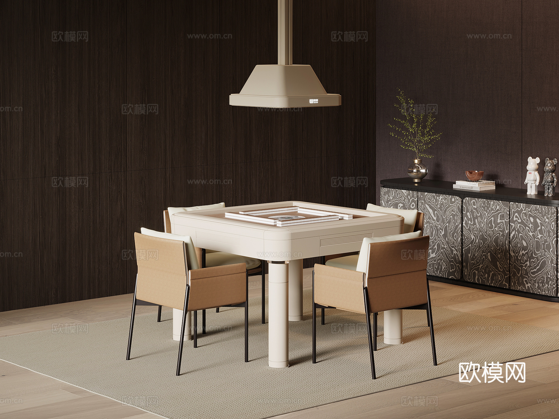 现代意式麻将桌 棋牌桌su模型