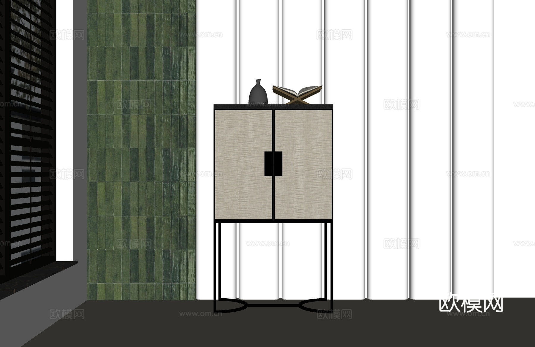 现代意式装饰柜 现代意式端景台 现代意式边柜su模型