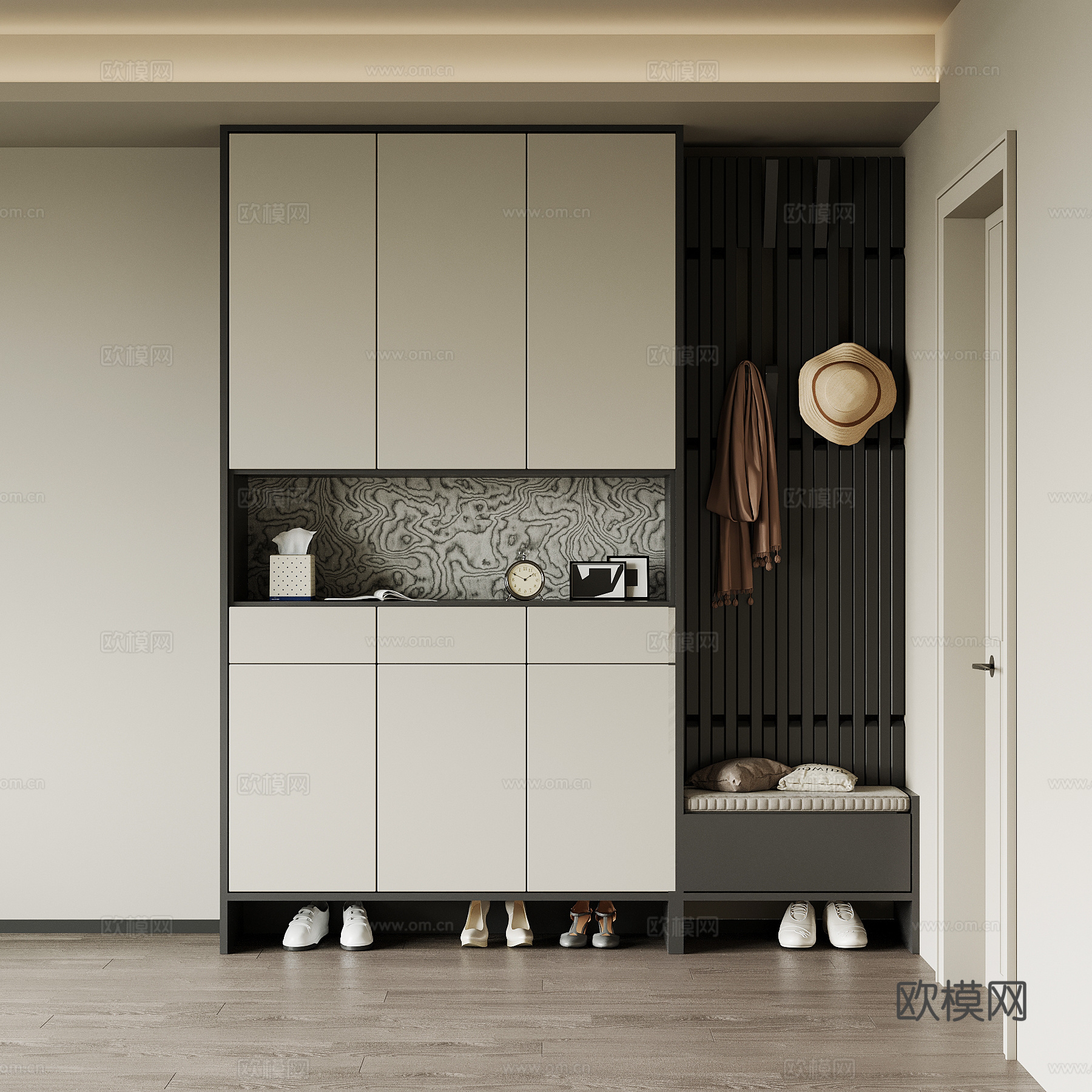 现代鞋柜 玄关柜su模型