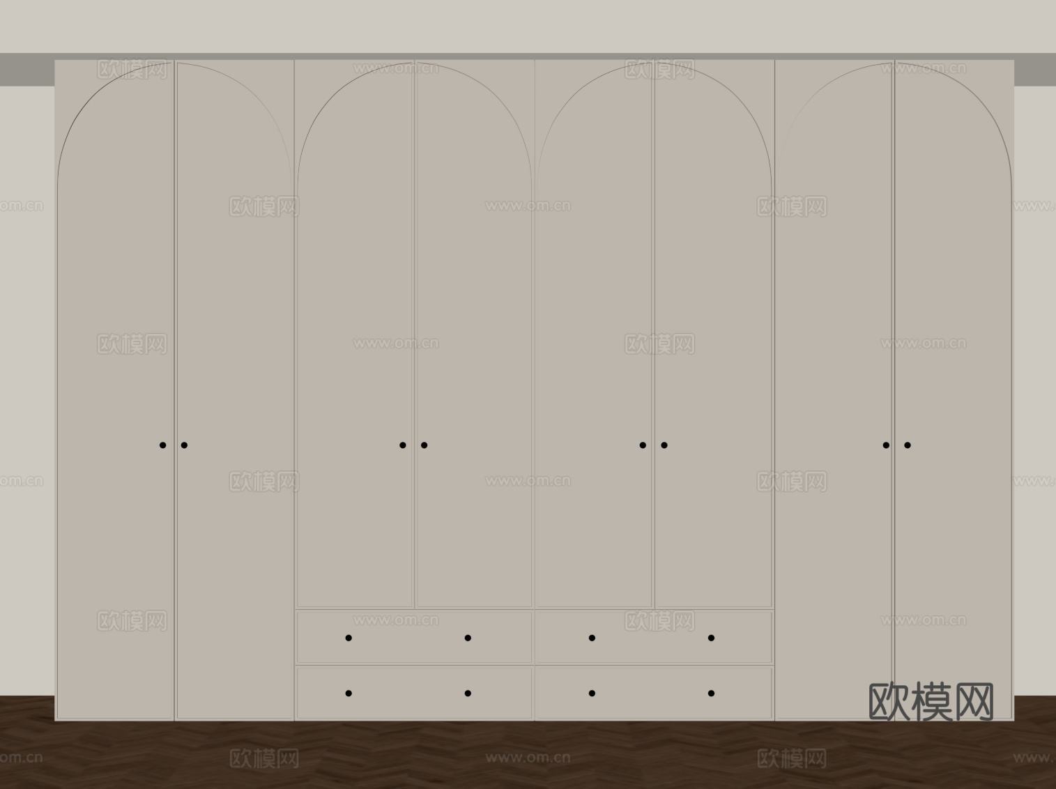 法式奶油风衣柜su模型