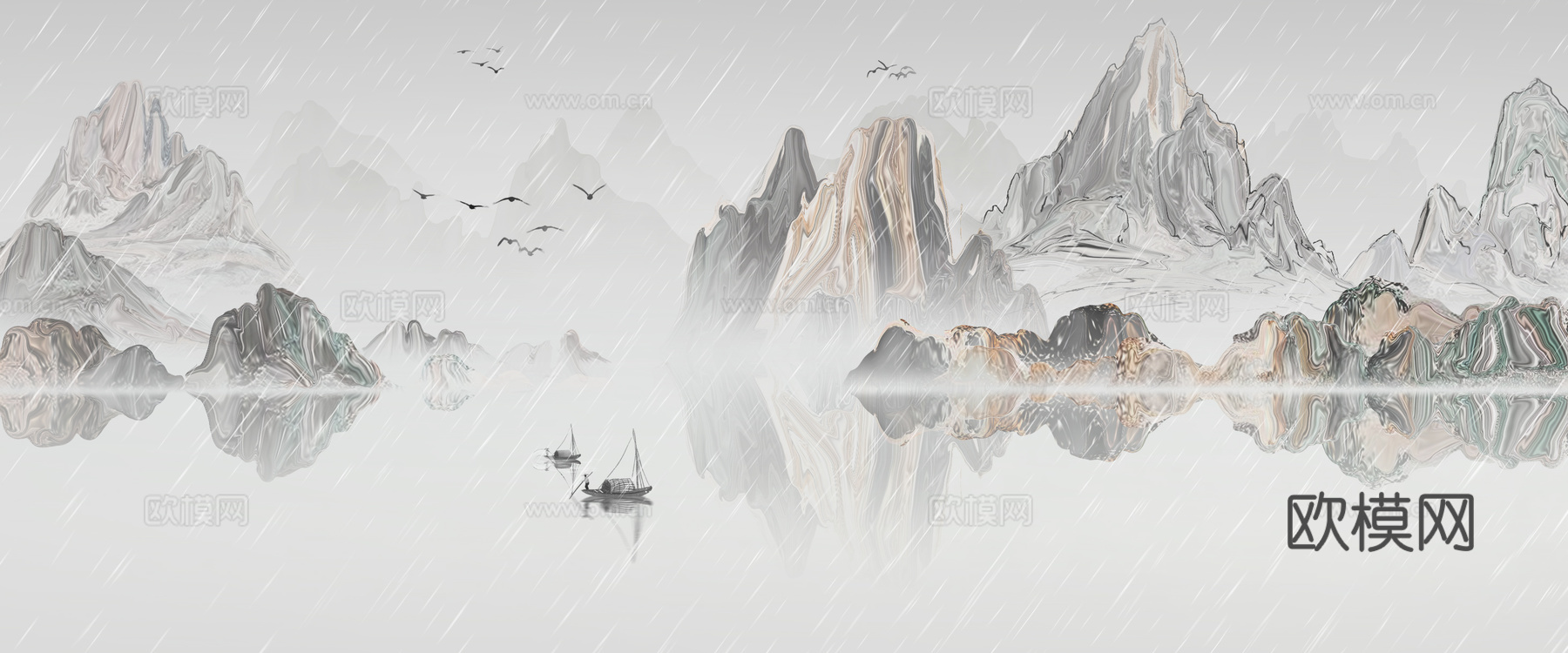 中式壁纸壁画高清贴图