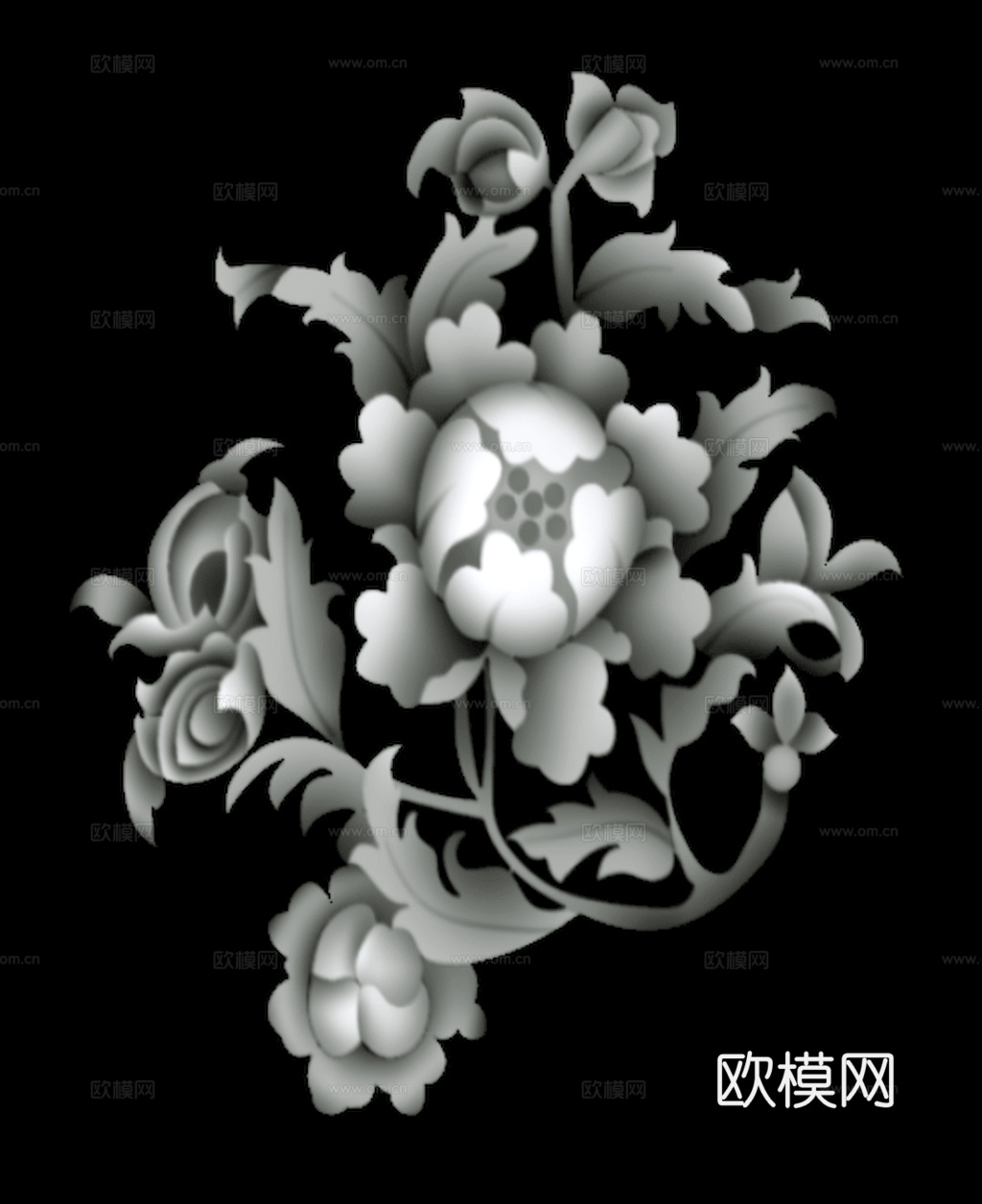 浮雕 金属浮雕 铜雕 木质雕花 十二生肖 黑白凹凸浮雕灰度图