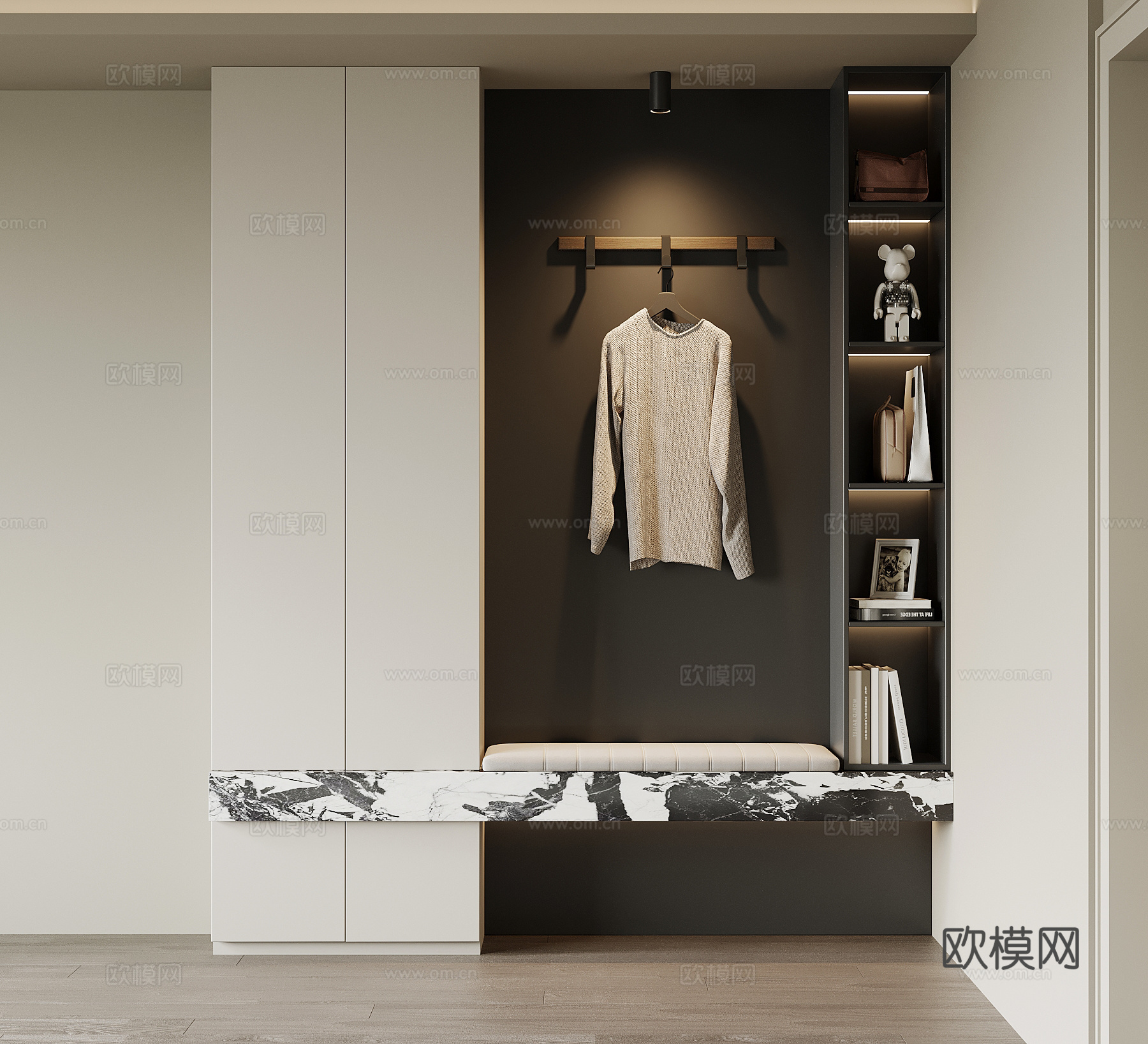 现代意式鞋柜 入户鞋柜su模型