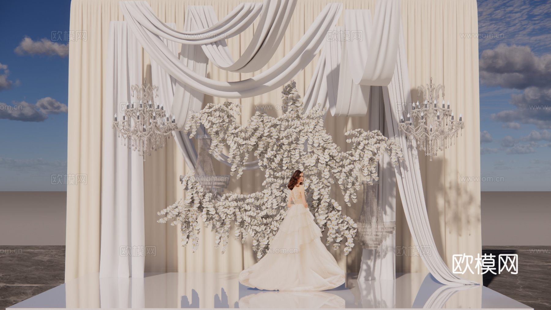 小众布幔造型婚礼美陈su模型