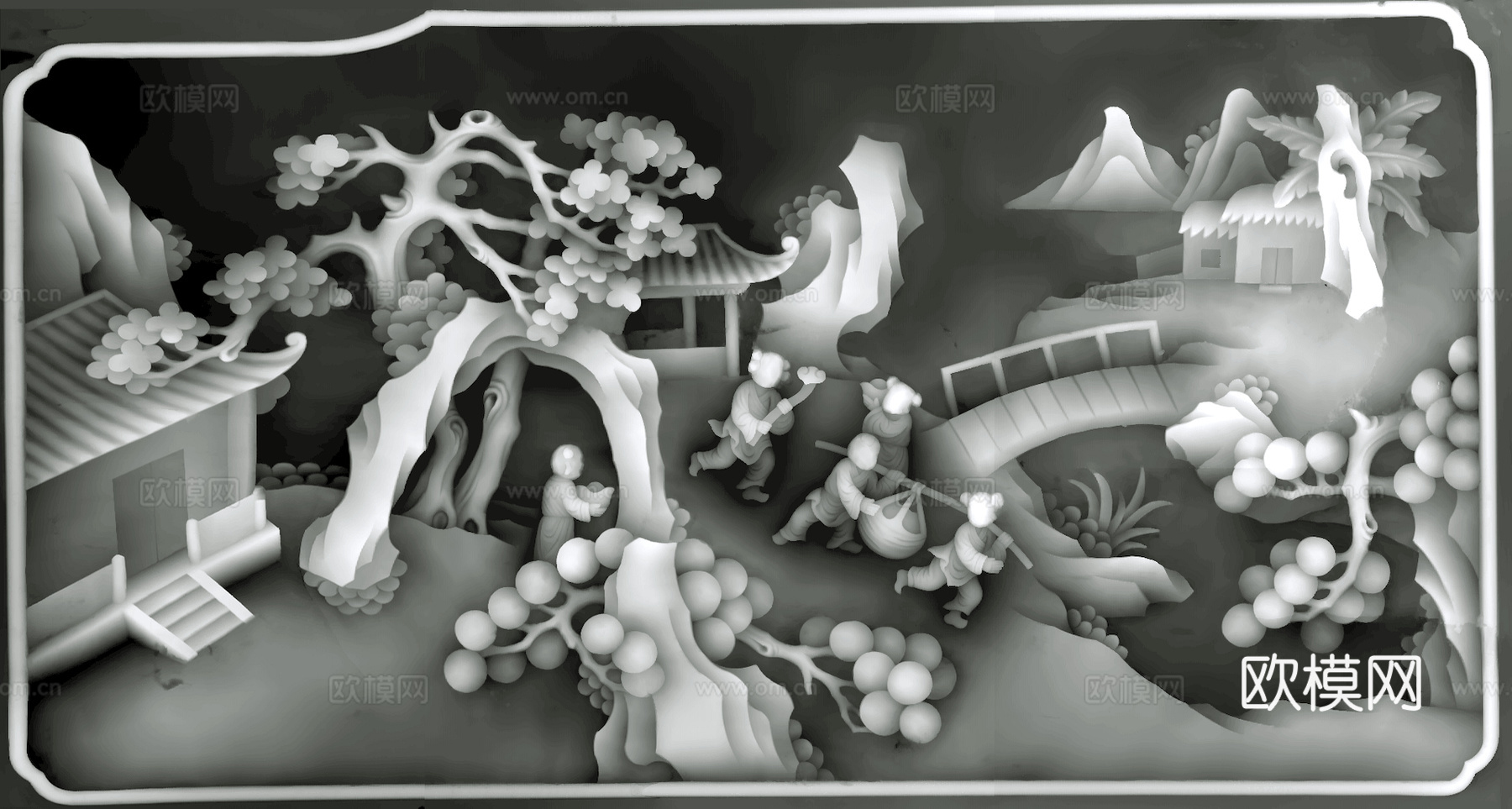 浮雕 金属浮雕 铜雕 木质雕花 十二生肖 黑白凹凸浮雕灰度图