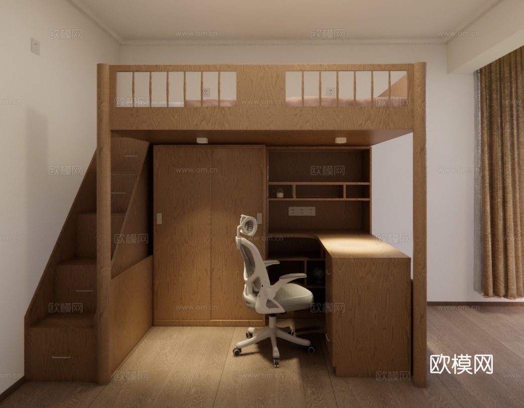 上床下桌su模型