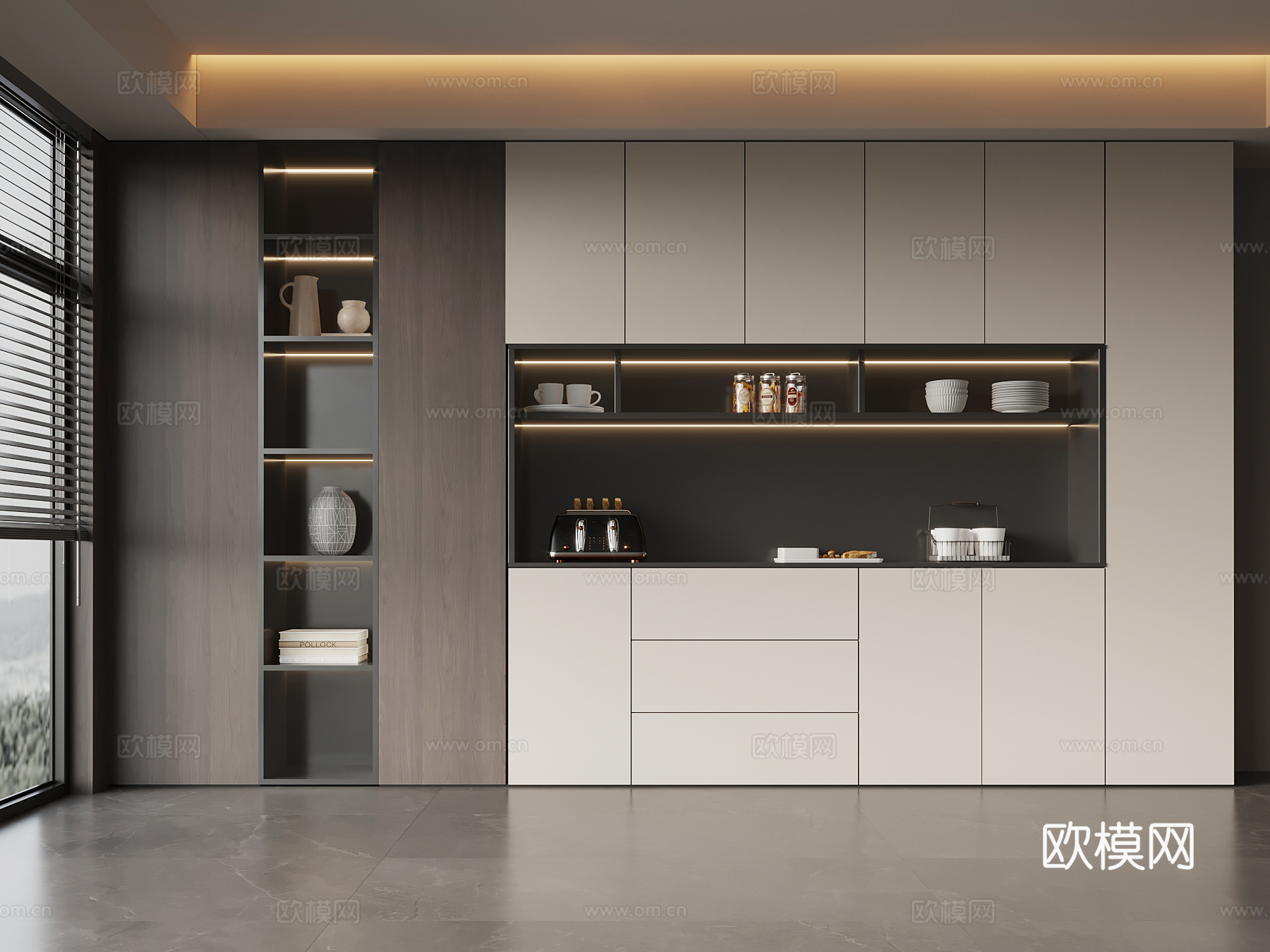 现代意式酒柜 餐边柜su模型