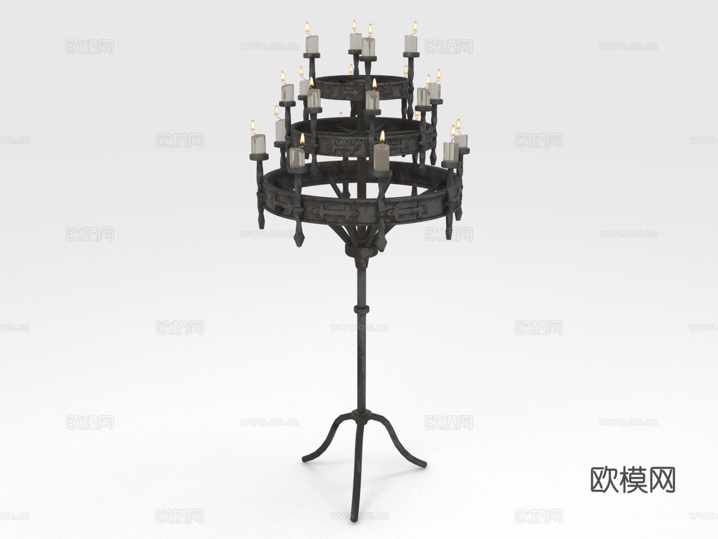 烛台 蜡烛架 多层烛台 立式烛台 铁艺烛台3d模型下载（渲染图1）
