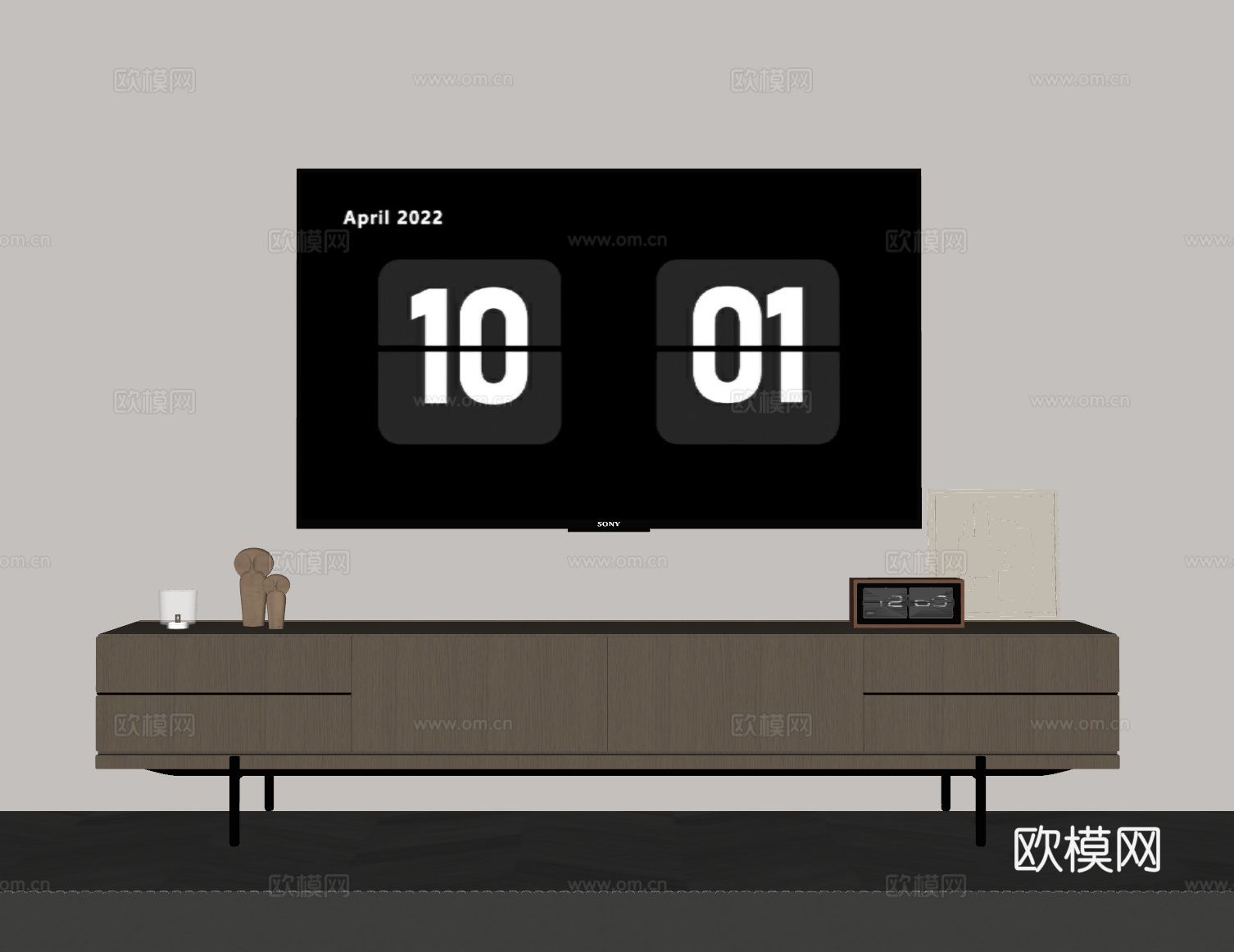 现代意式电视柜su模型