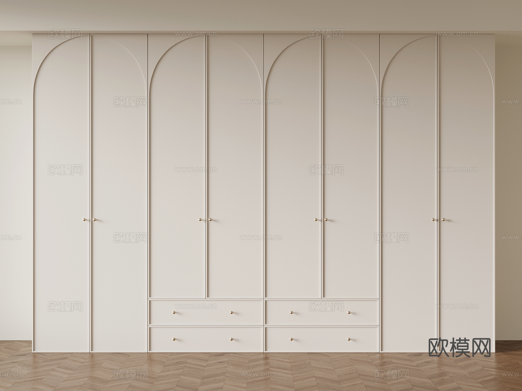 法式奶油风衣柜su模型