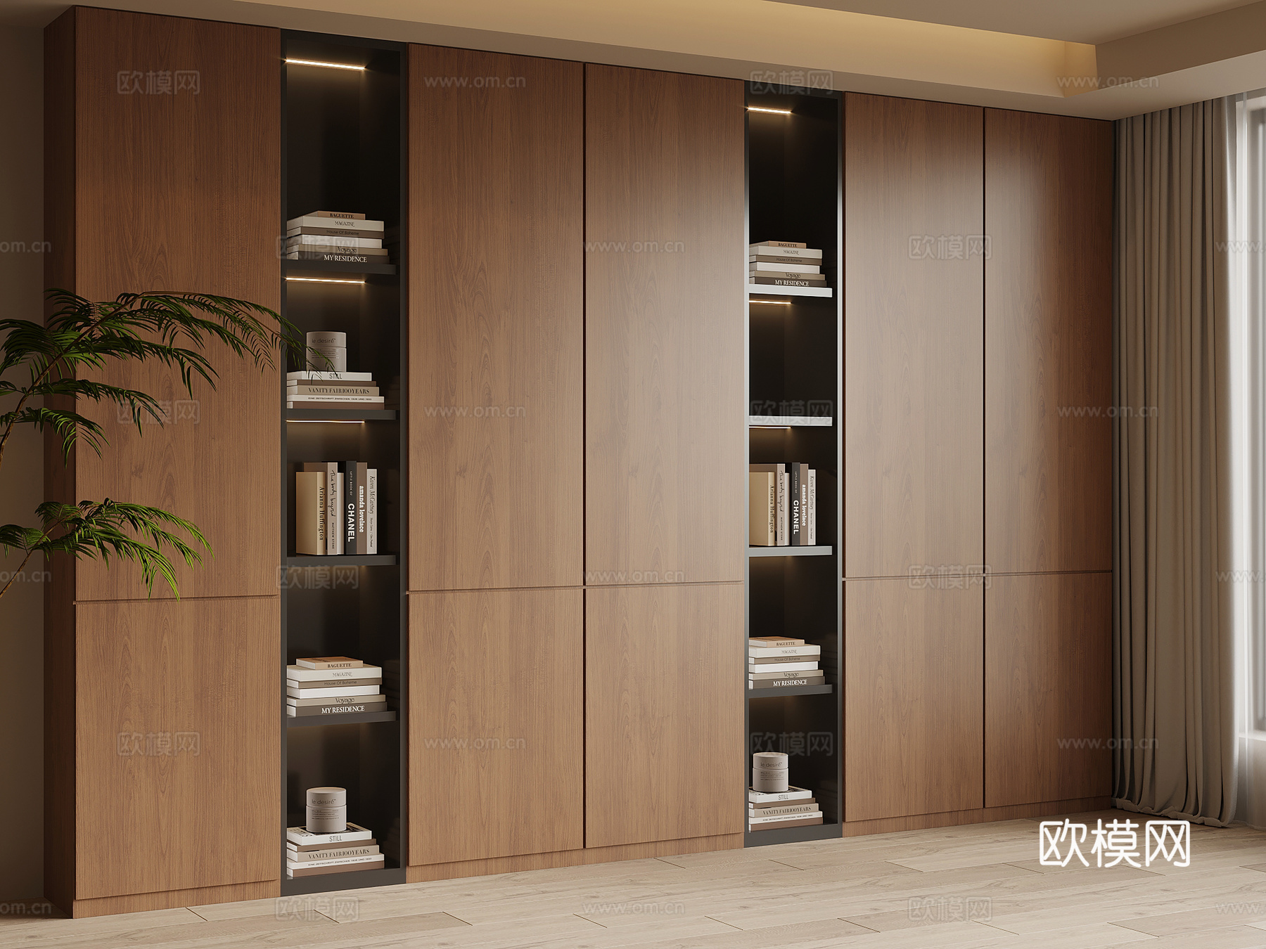 中古风书柜su模型