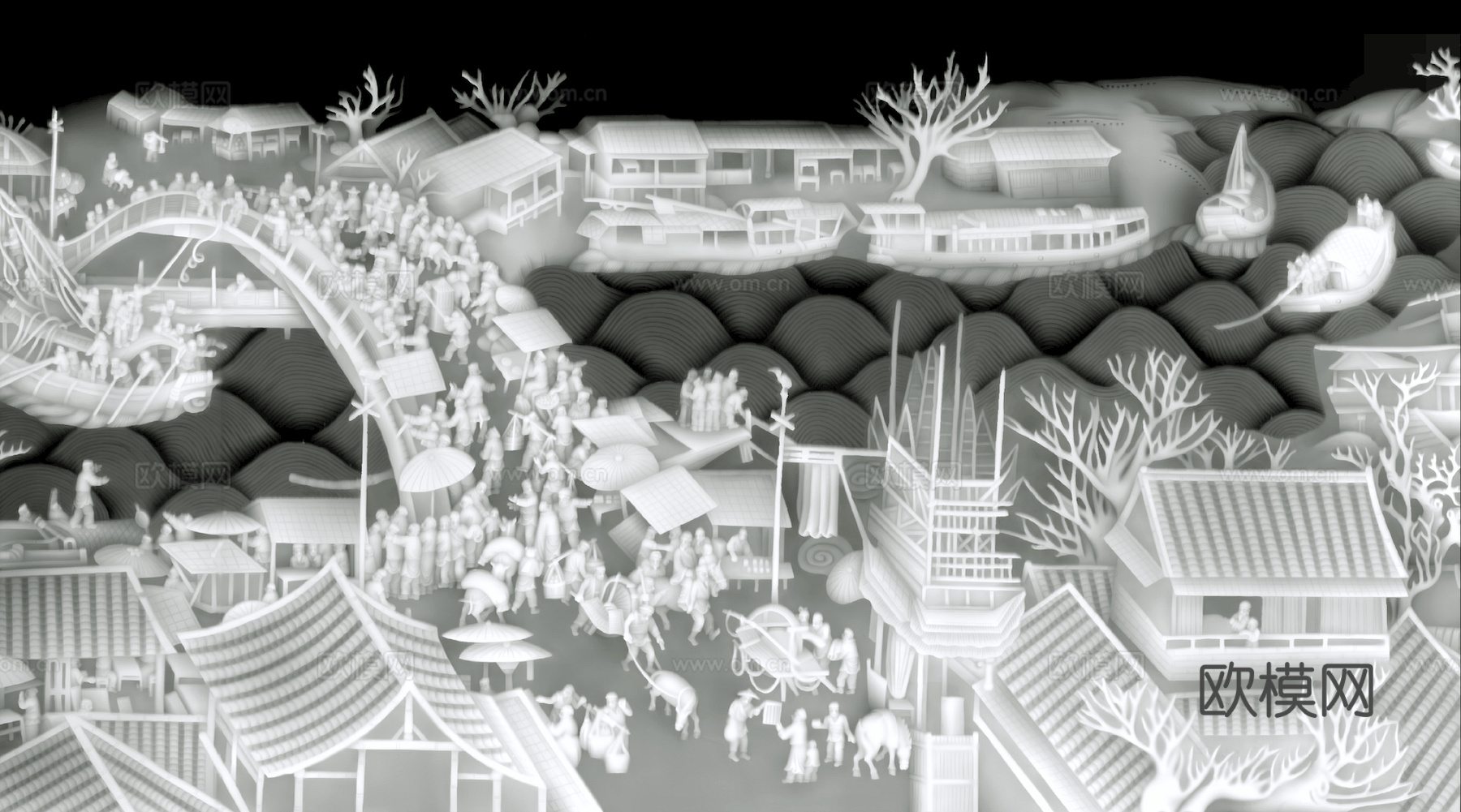 浮雕 金属浮雕 铜雕 木质雕花 十二生肖 黑白凹凸浮雕灰度图