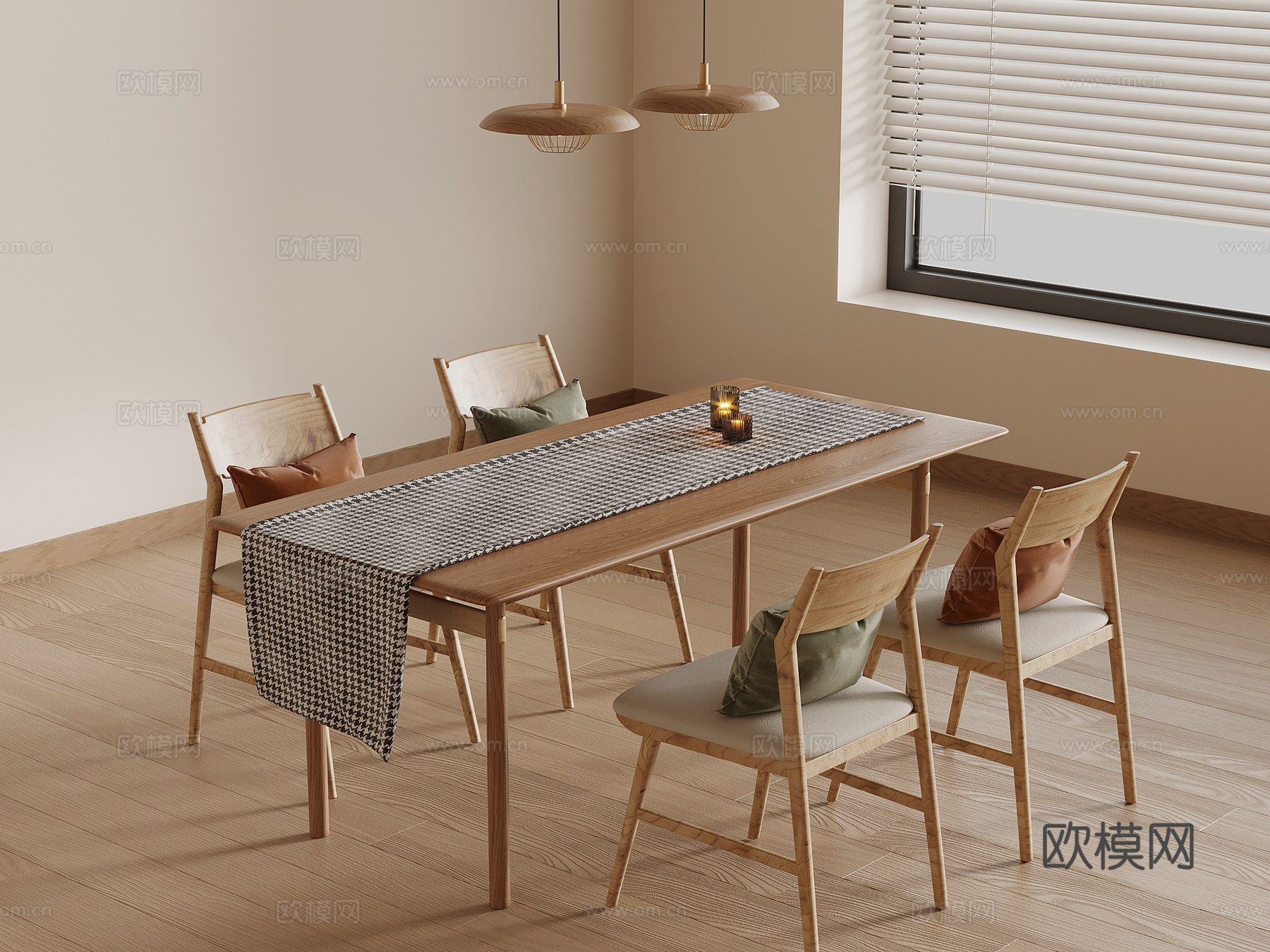 侘寂风餐桌椅su模型