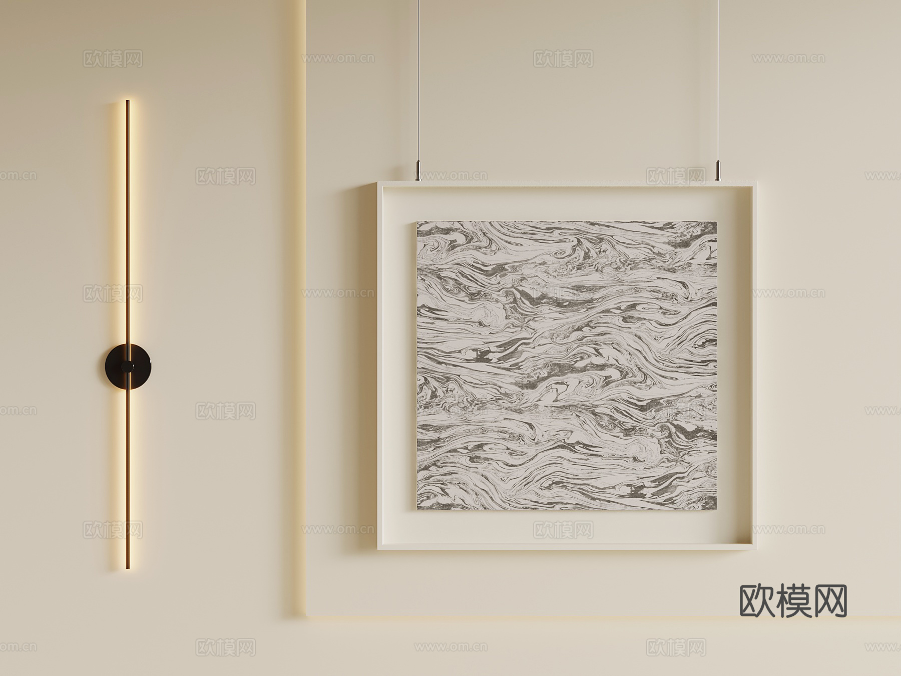 现代挂画 客厅装饰画su模型