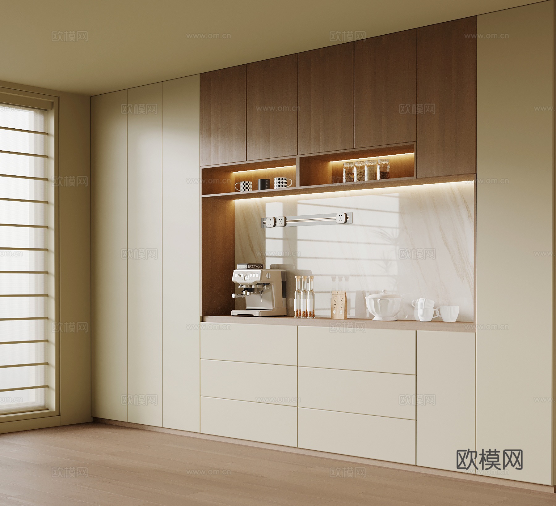 中古风餐边柜 酒柜 橱柜su模型