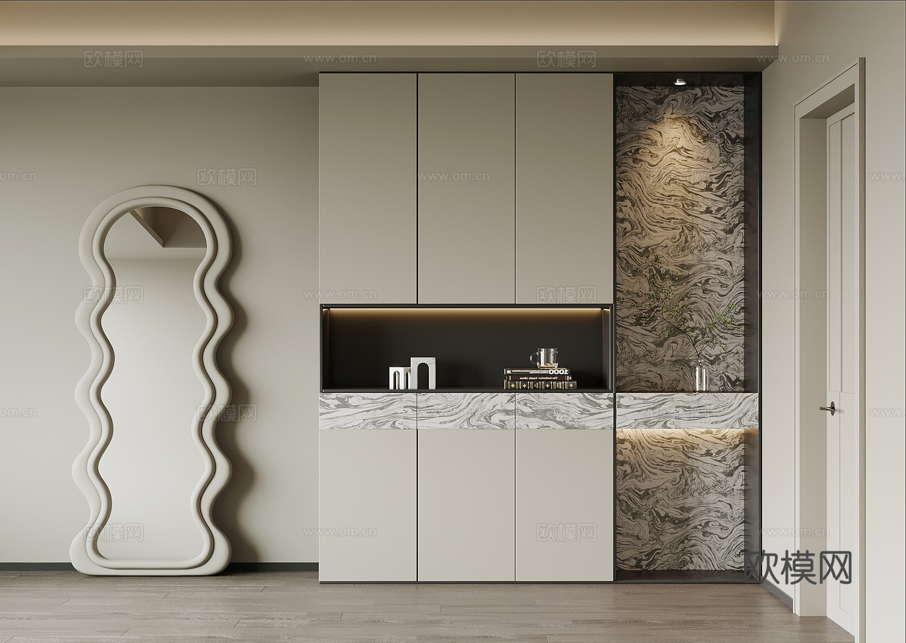 现代极简鞋柜 入户玄关柜su模型