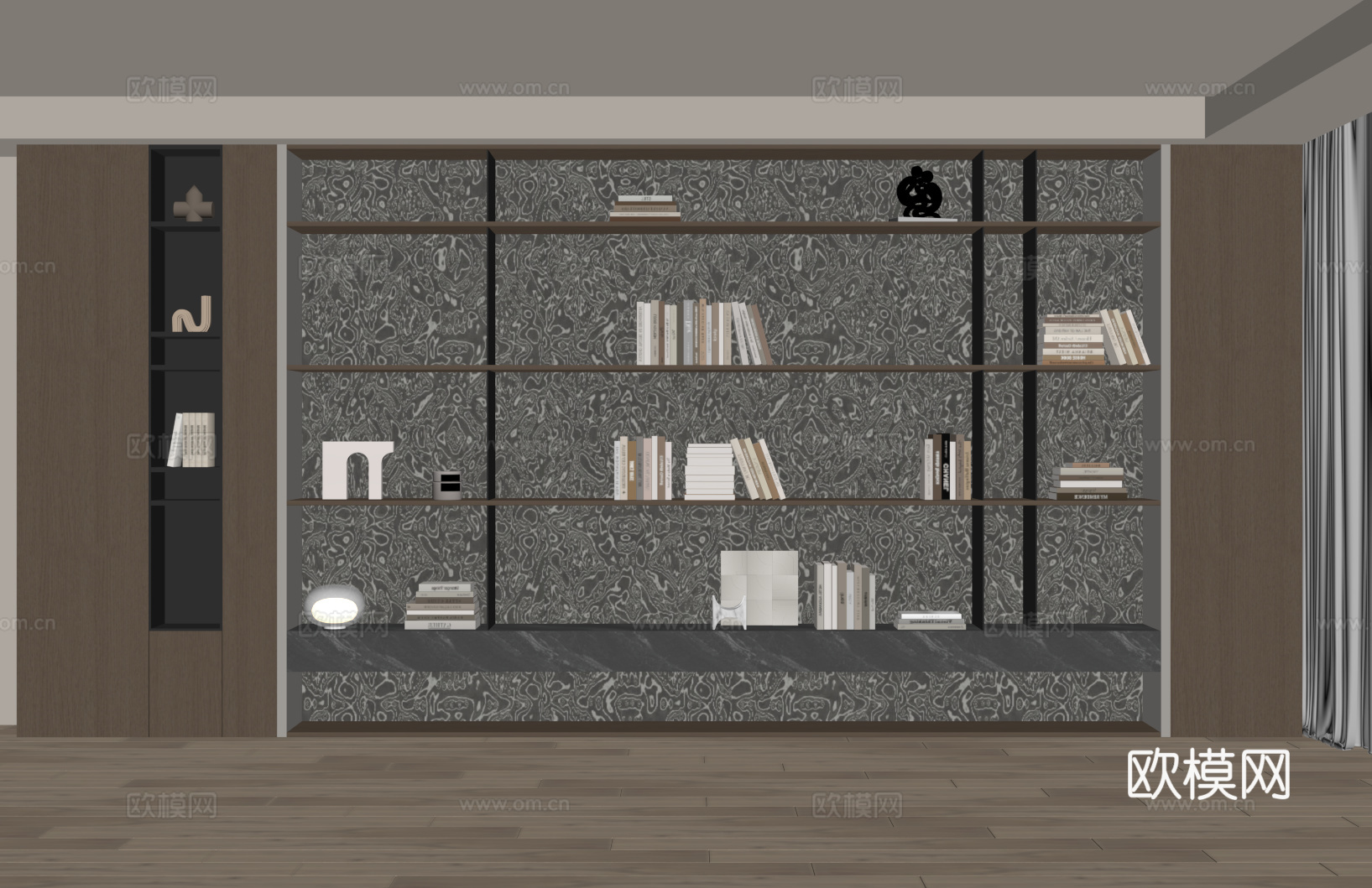 现代意式书柜su模型
