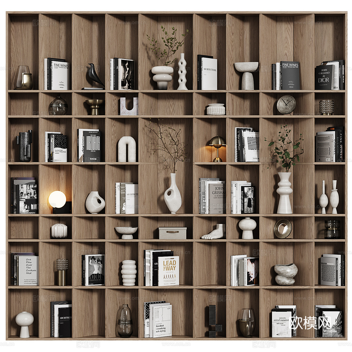 现代装饰书柜3d模型下载（渲染图3）