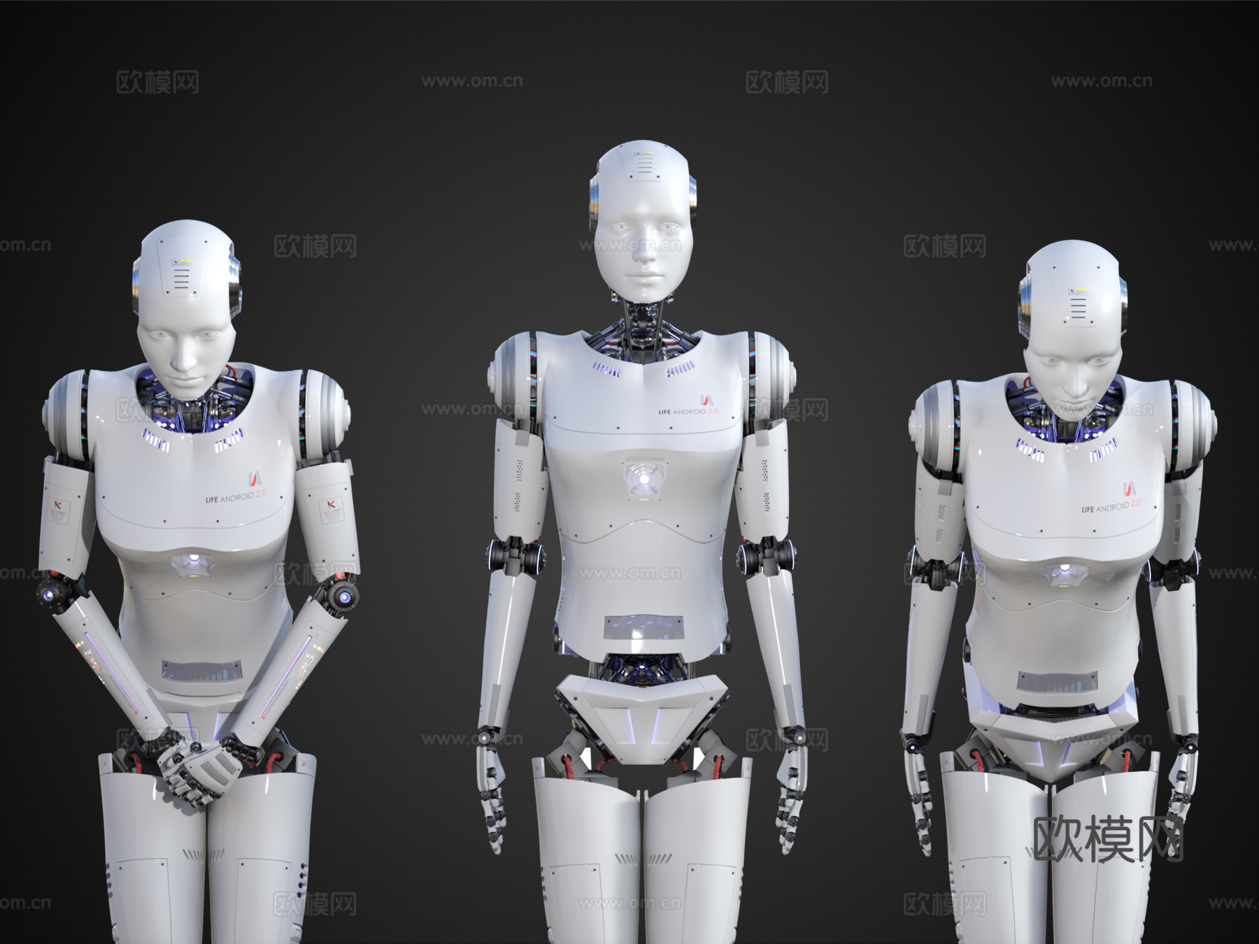 现代智能机器人 迎宾机器人 接待机器人 鞠躬机器人su模型