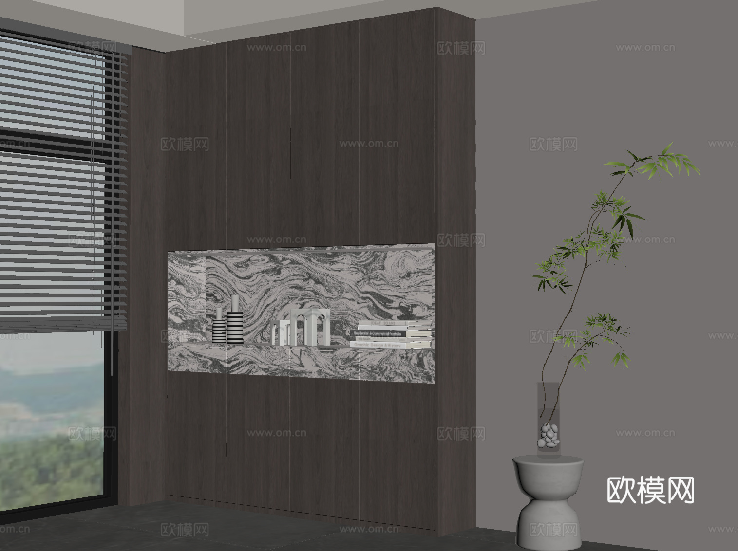 意式玄关柜 入户装饰柜su模型