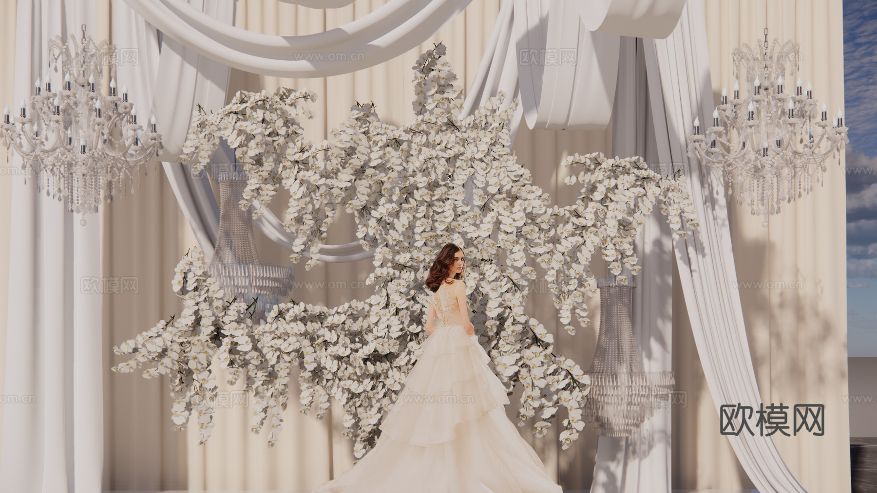 小众布幔造型婚礼美陈su模型