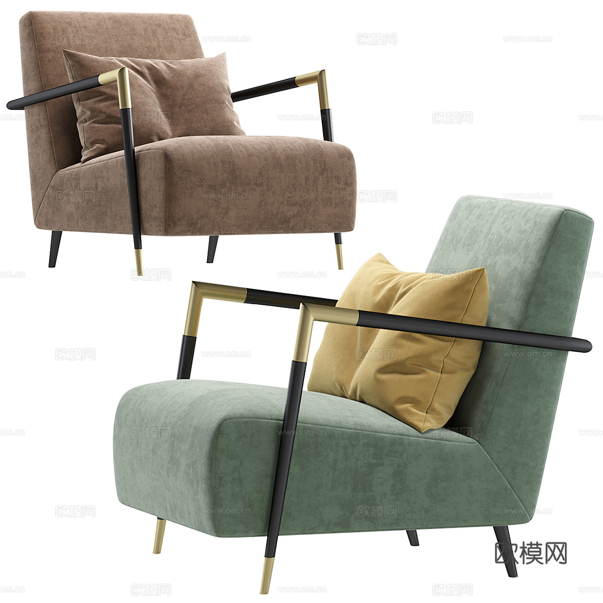 现代轻奢 JEROME 扶手椅3d模型下载（渲染图2）