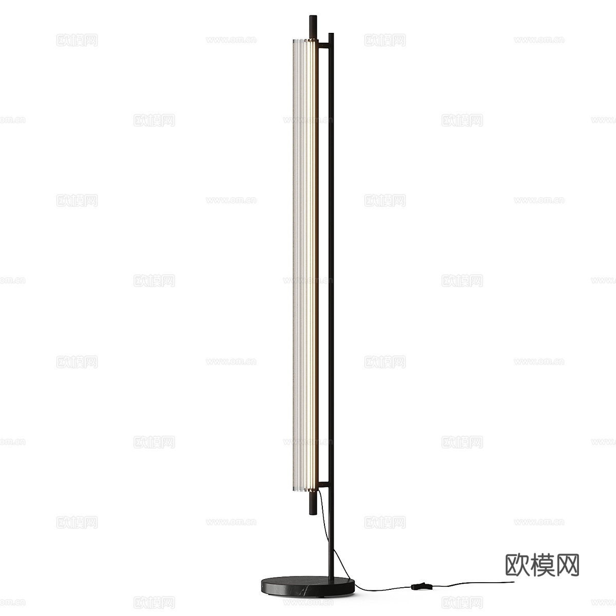 现代轻奢金属玻璃落地灯3d模型下载（渲染图2）