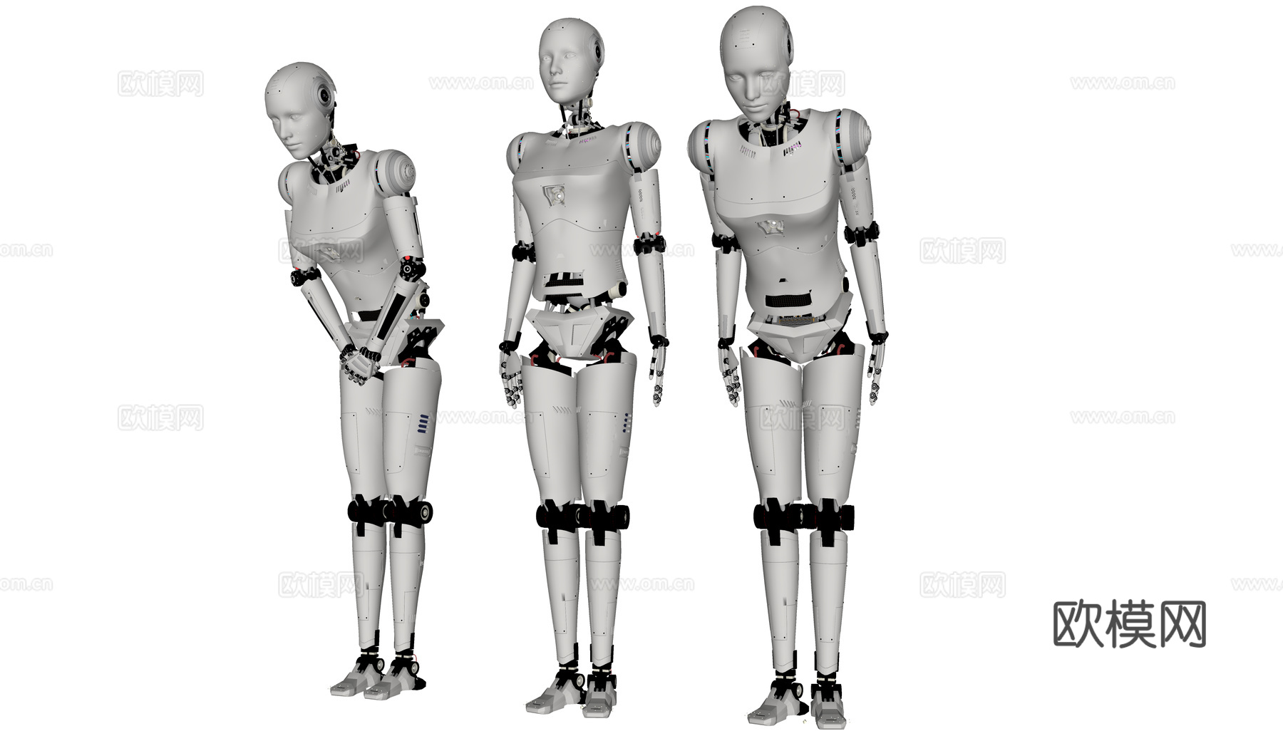 现代智能机器人 迎宾机器人 接待机器人 鞠躬机器人su模型