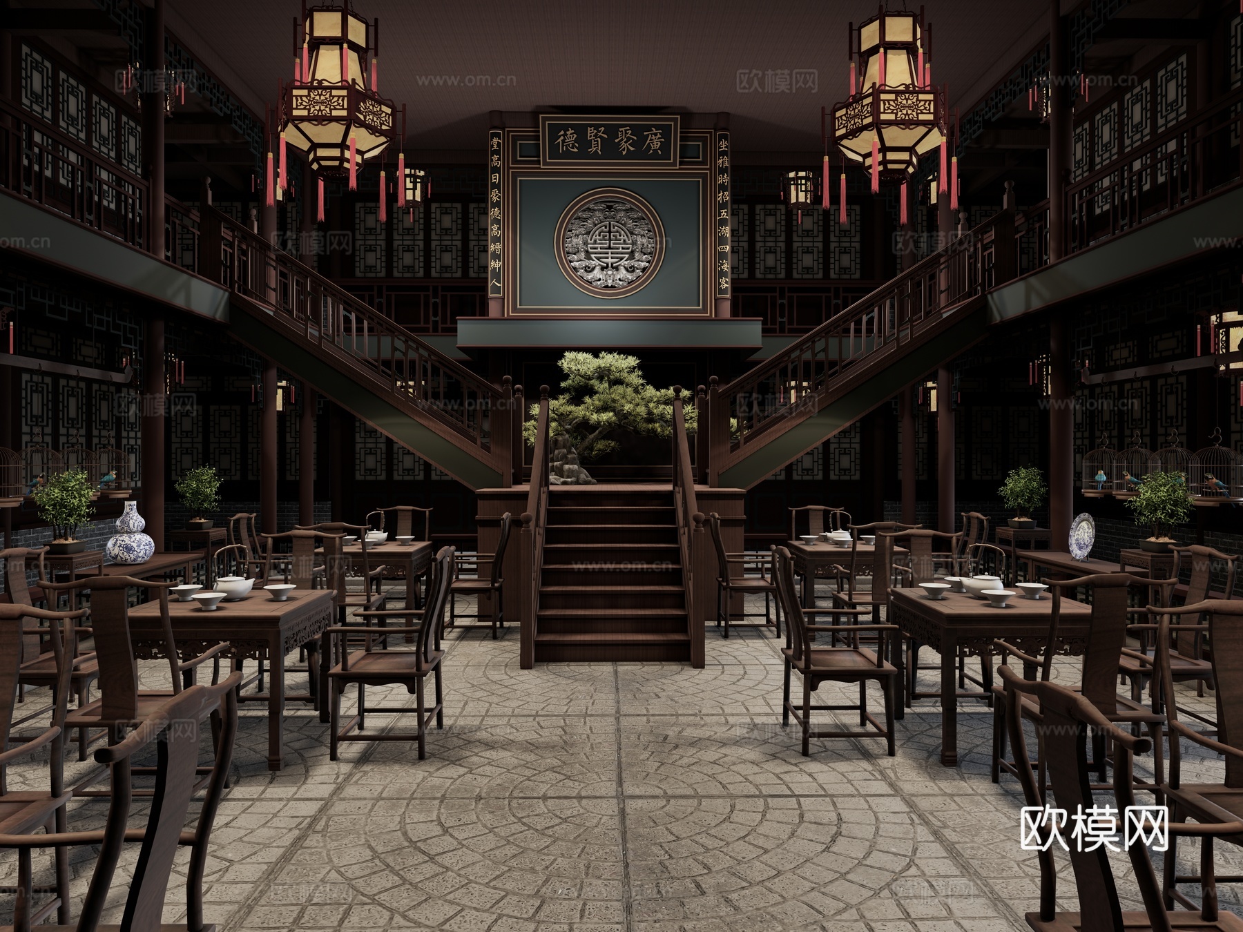 中式茶楼 中式酒楼 酒馆 中式饭馆 中式家具 中式影视 剧场su模型