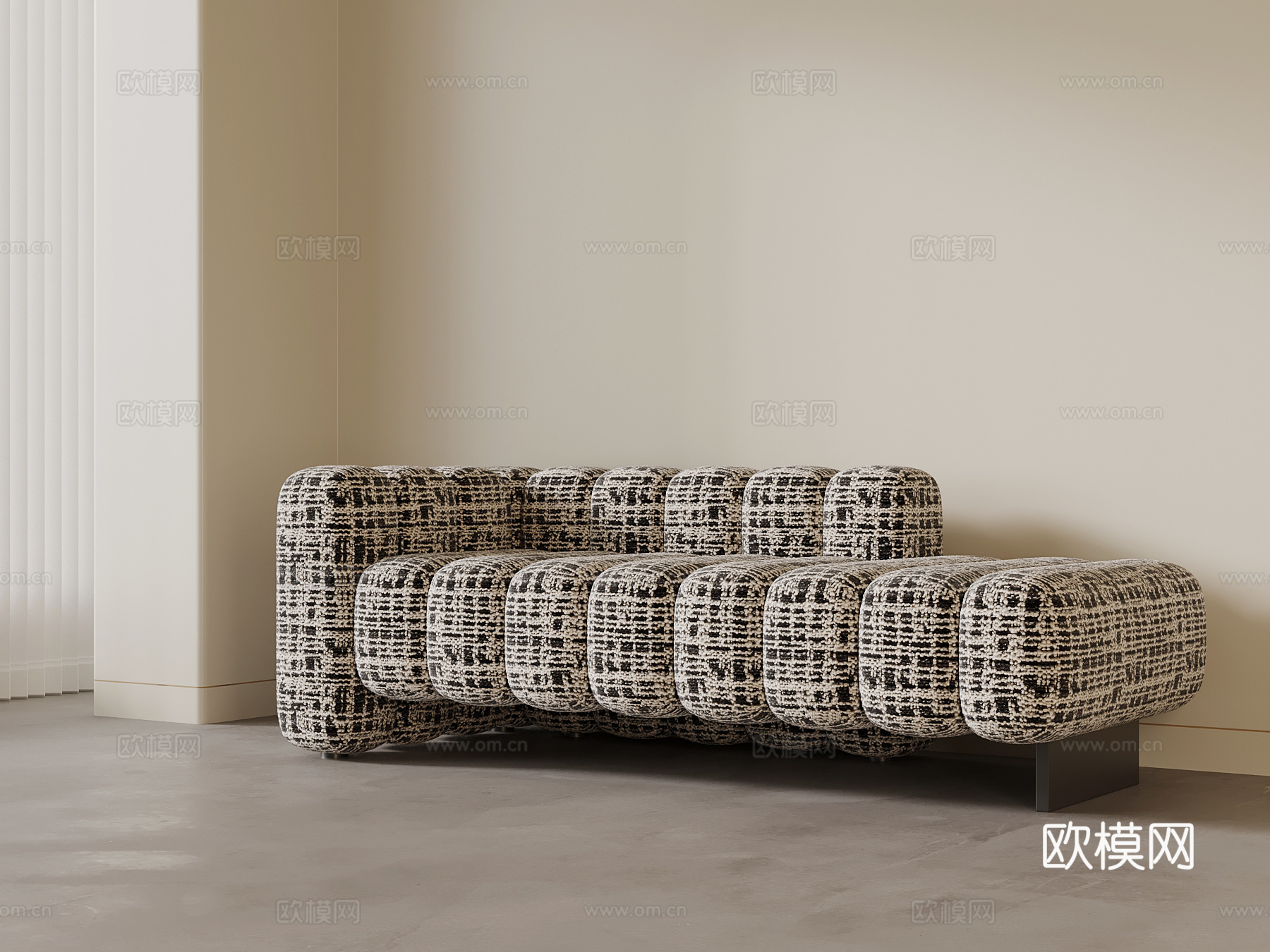 现代中古风贵妃椅 沙发凳su模型