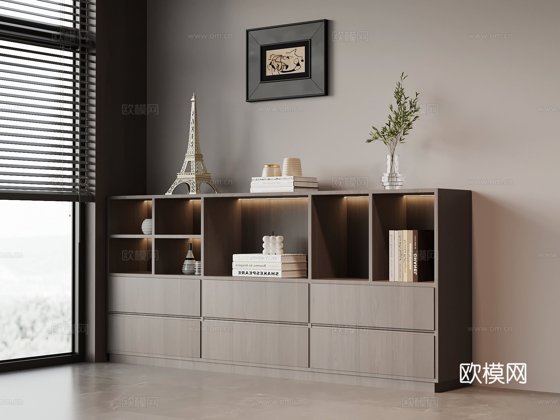 意式书柜 置物柜su模型
