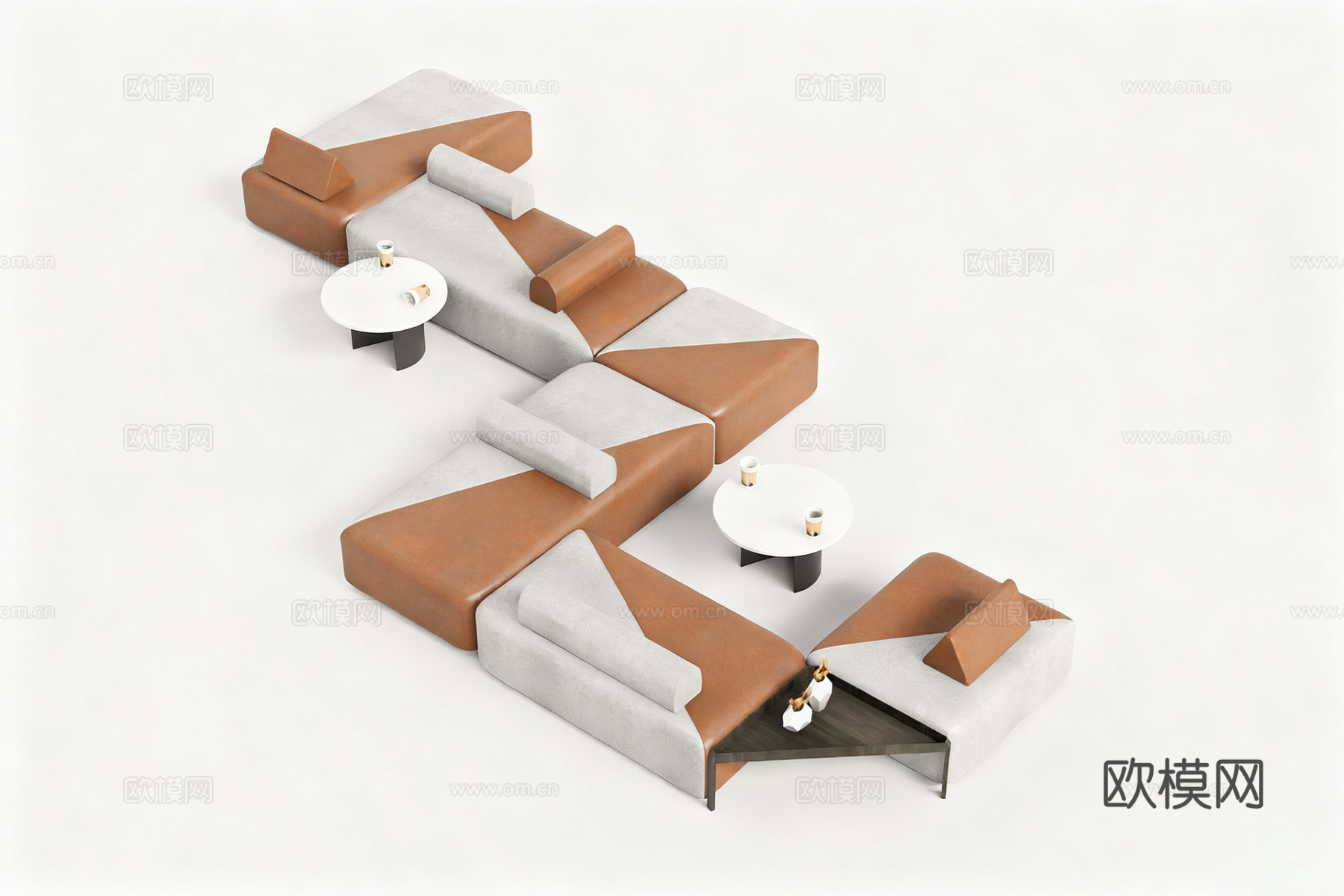 大堂卡座沙发 接待室沙发 餐饮卡坐沙发 可自由拼接沙发su模型