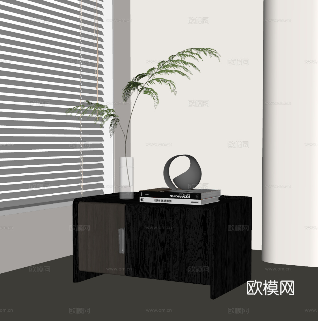 现代意式床头柜su模型