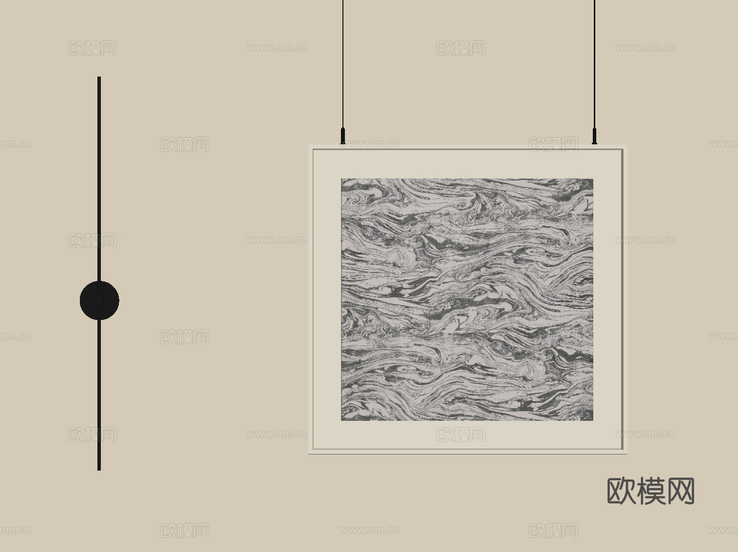 现代挂画 客厅装饰画su模型