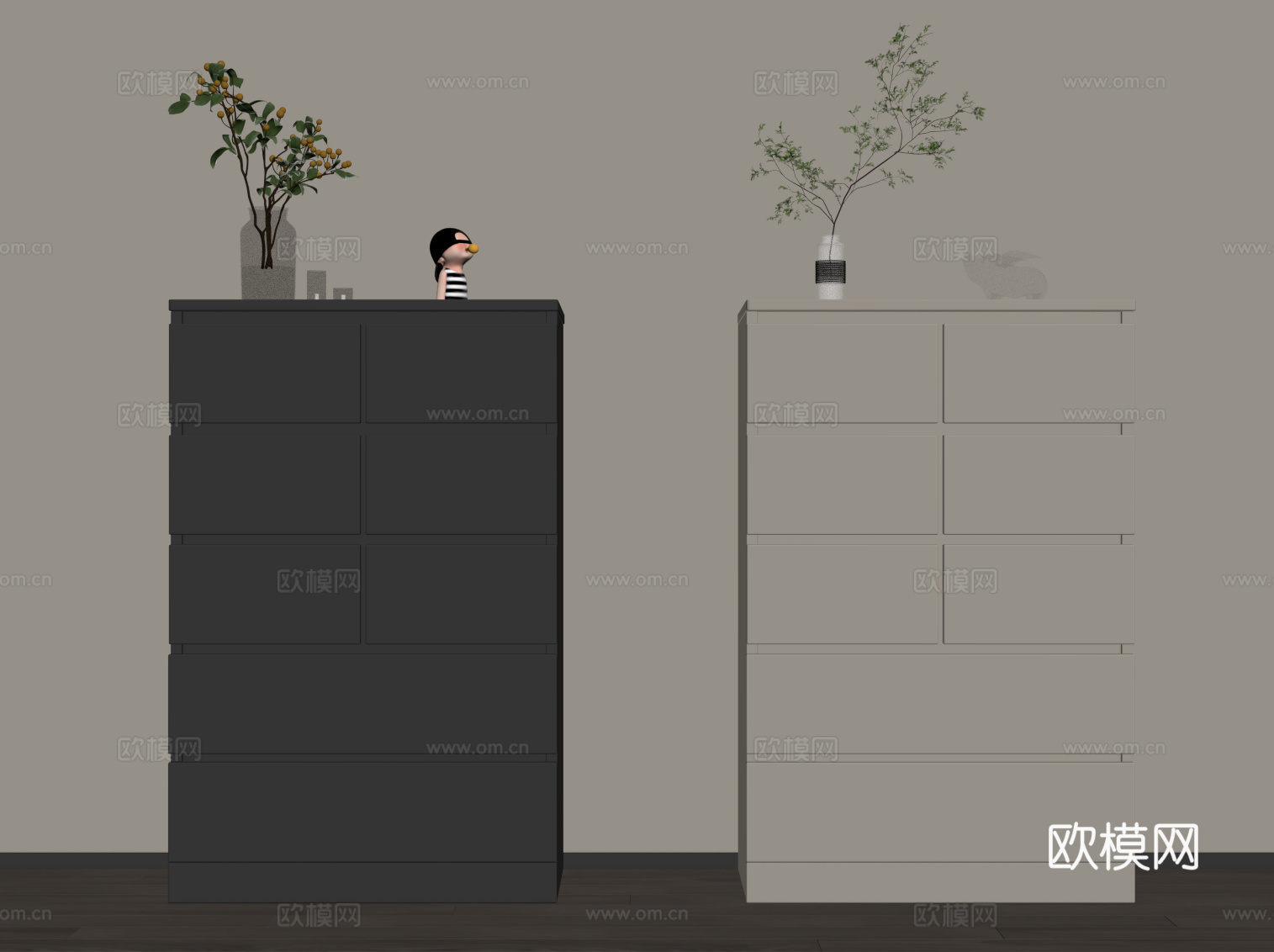 现代极简斗柜 边柜su模型