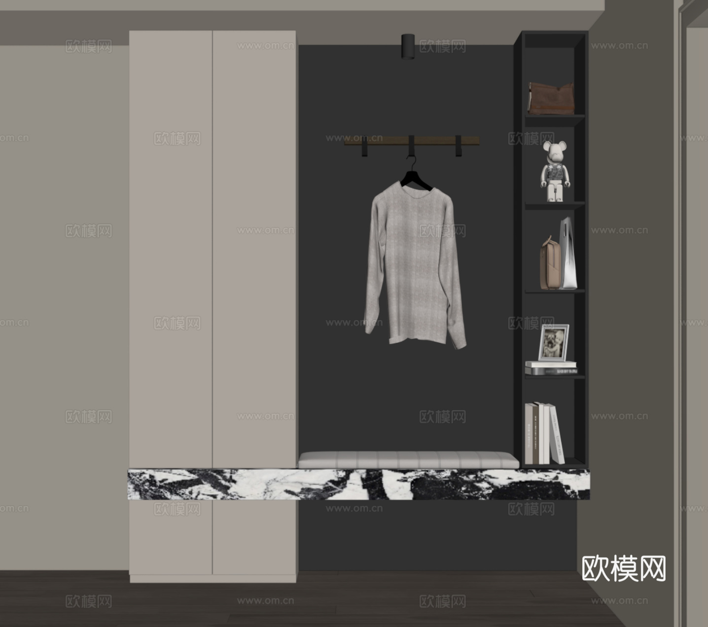 现代意式鞋柜 入户鞋柜su模型