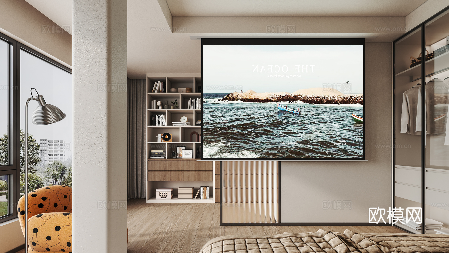 现代意式轻奢卧室su模型