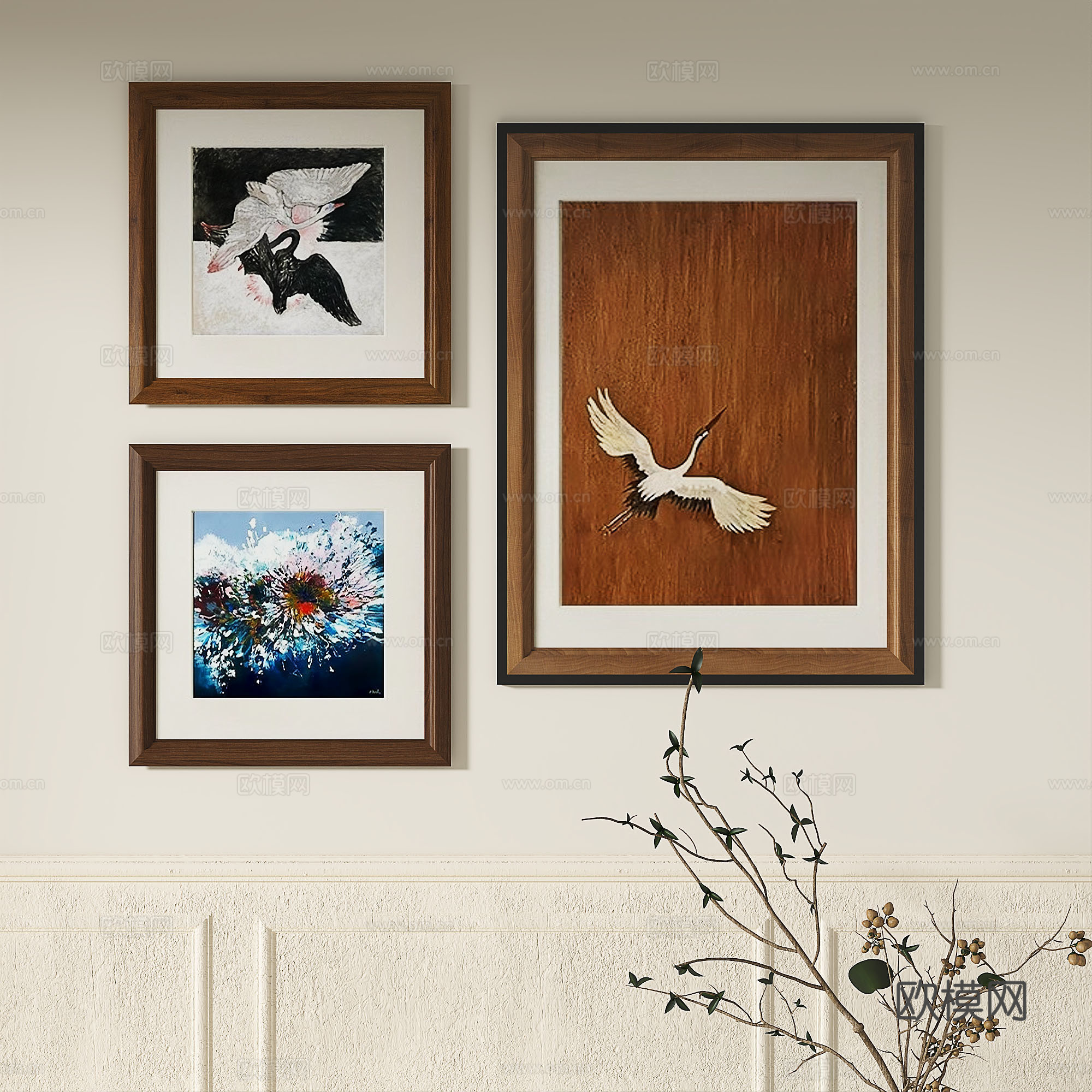 简欧，复古，抽象，法式，中古，轻奢，装饰画3d模型下载