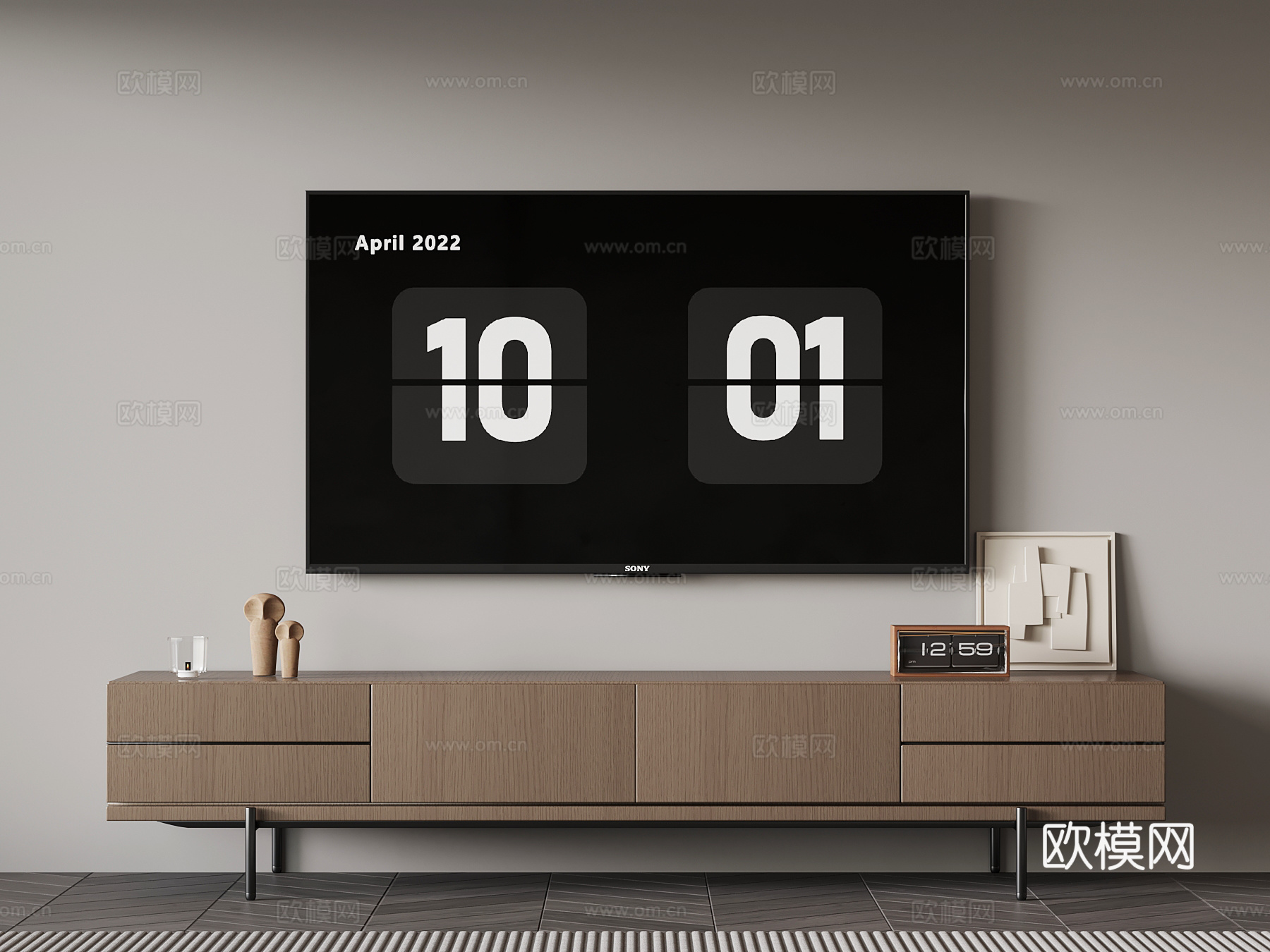 现代意式电视柜su模型