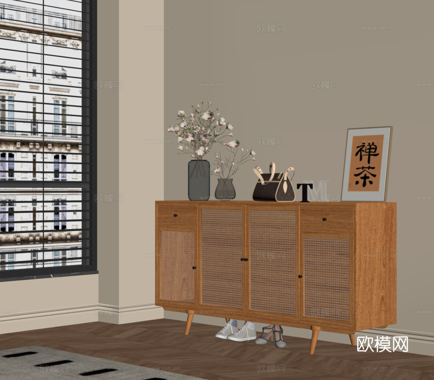 侘寂风玄关柜 端景柜 边柜su模型