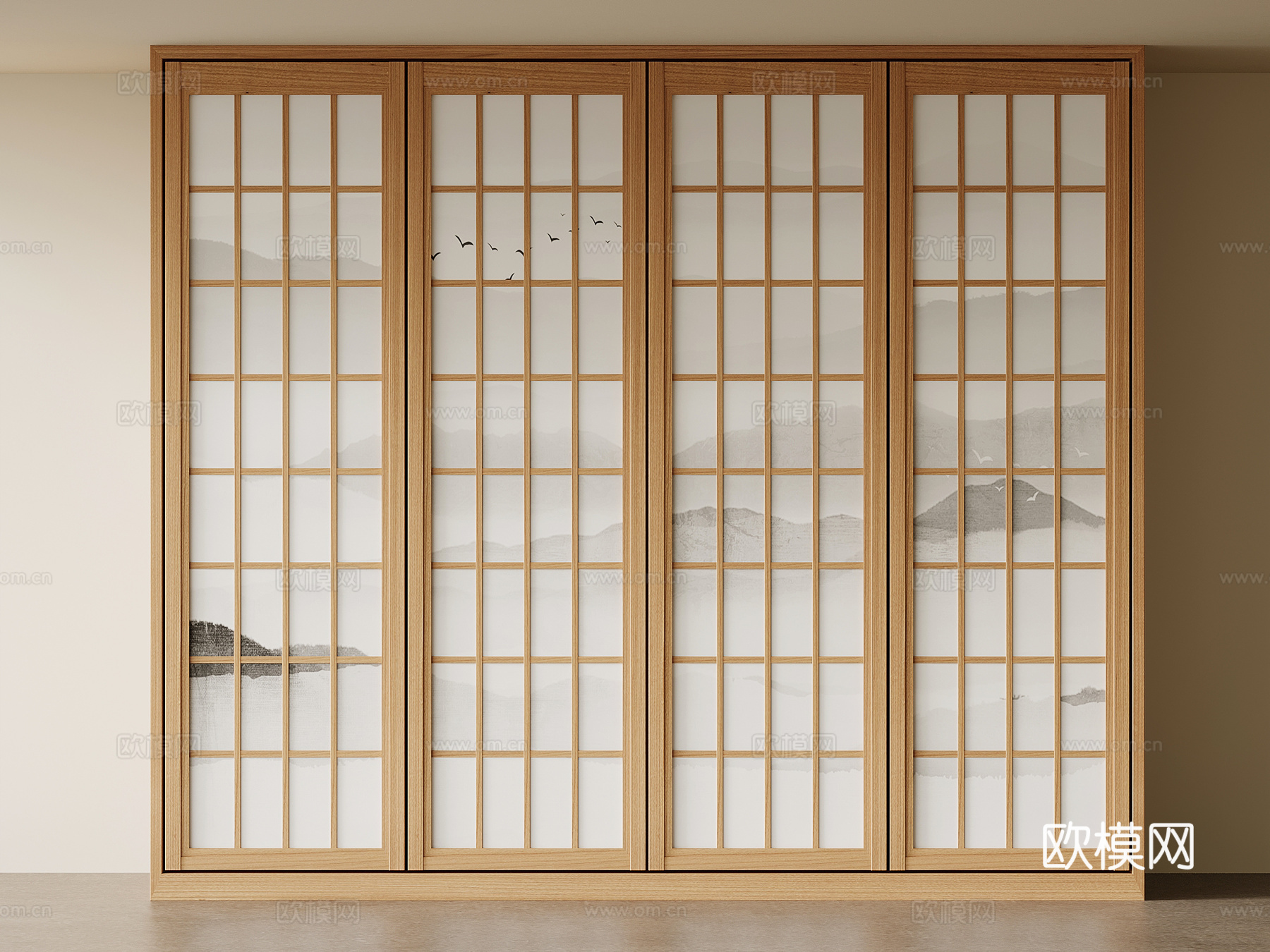 日式衣柜 推拉门衣柜su模型